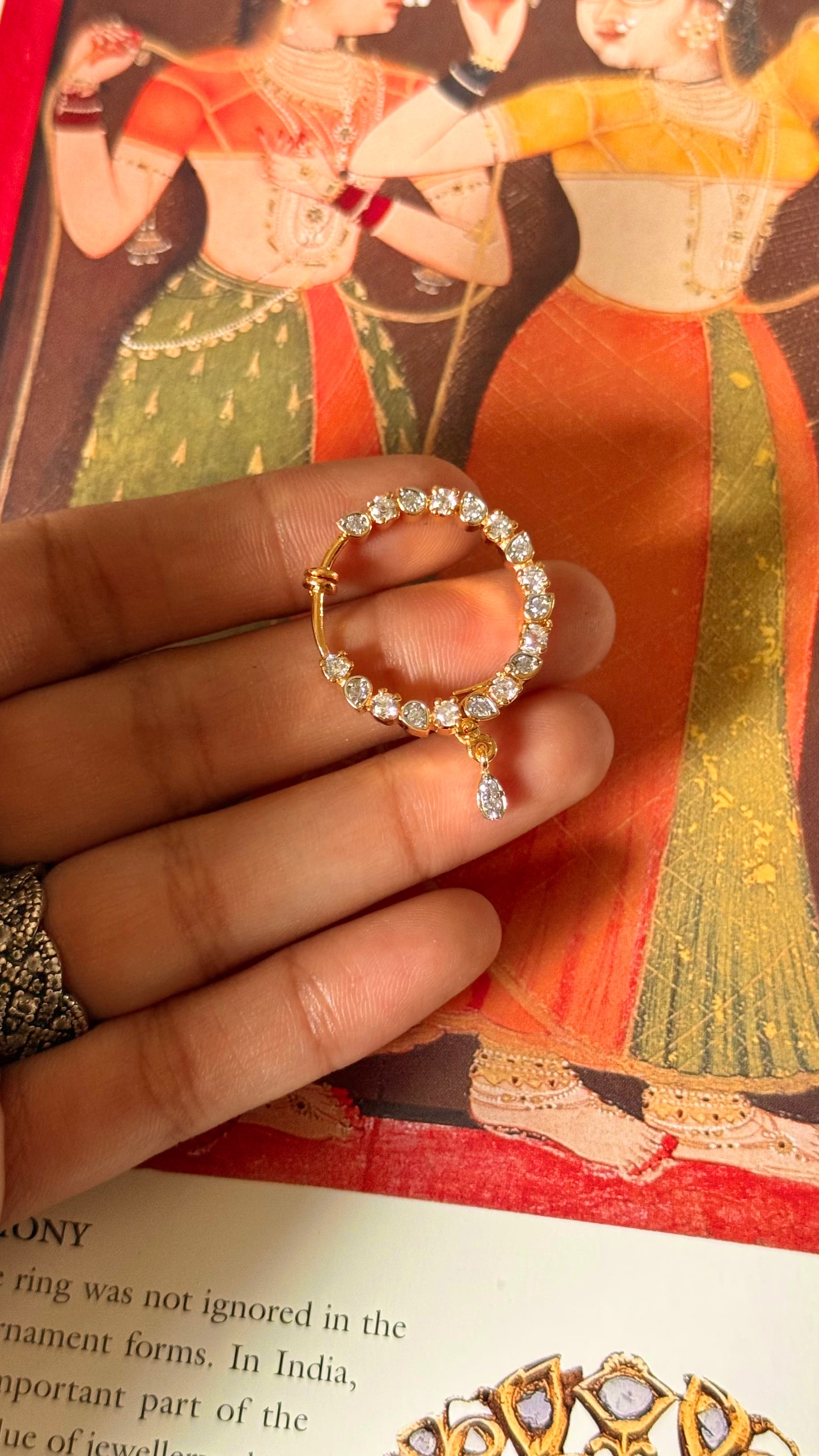 Cz diamond nath (gold)