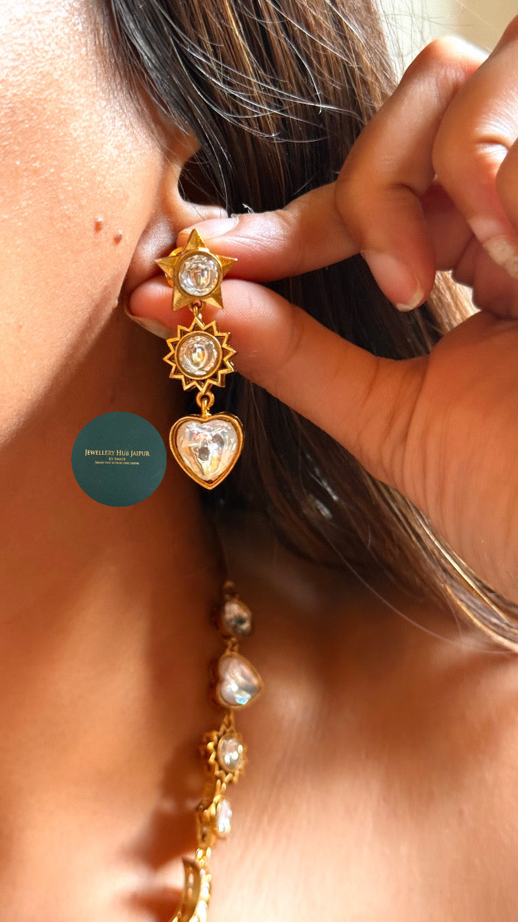 Moissanite polki designed stars & moon set