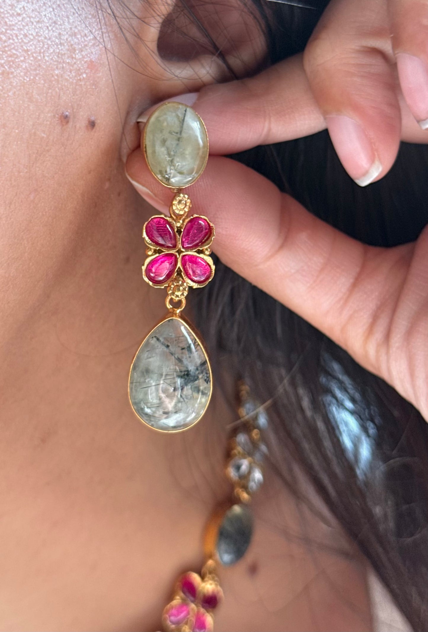 Sage Green rani pink Amrapali Necklace
