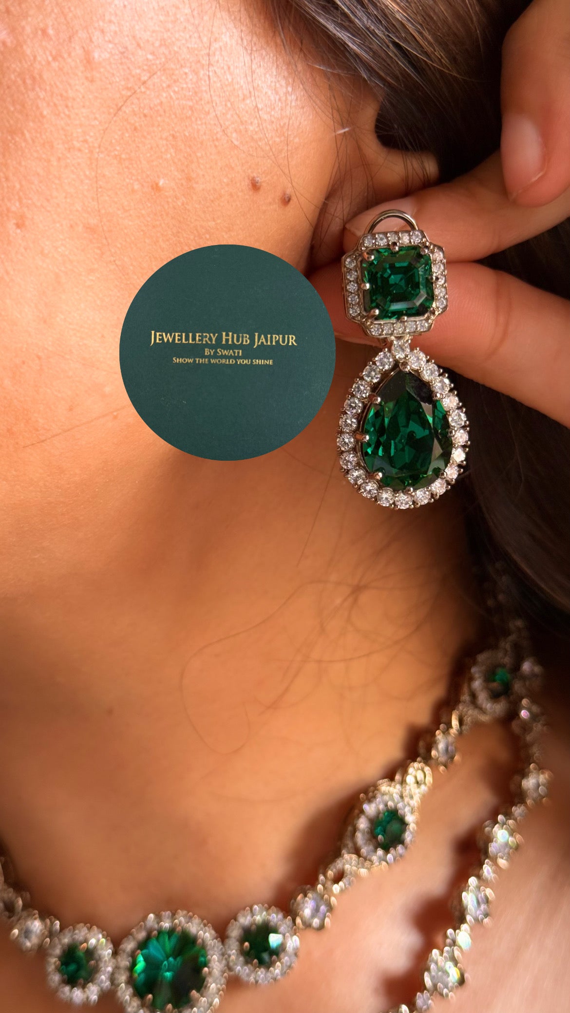 Real Swarovski Sabyasachi inspired Emerald designer set