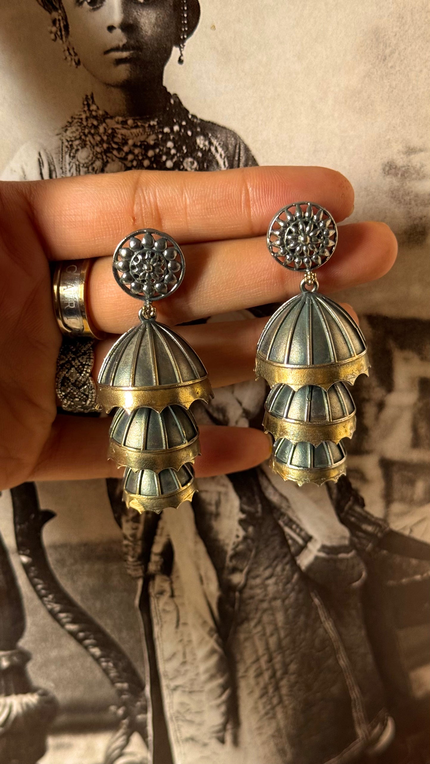 Amber tribal layered jhumki