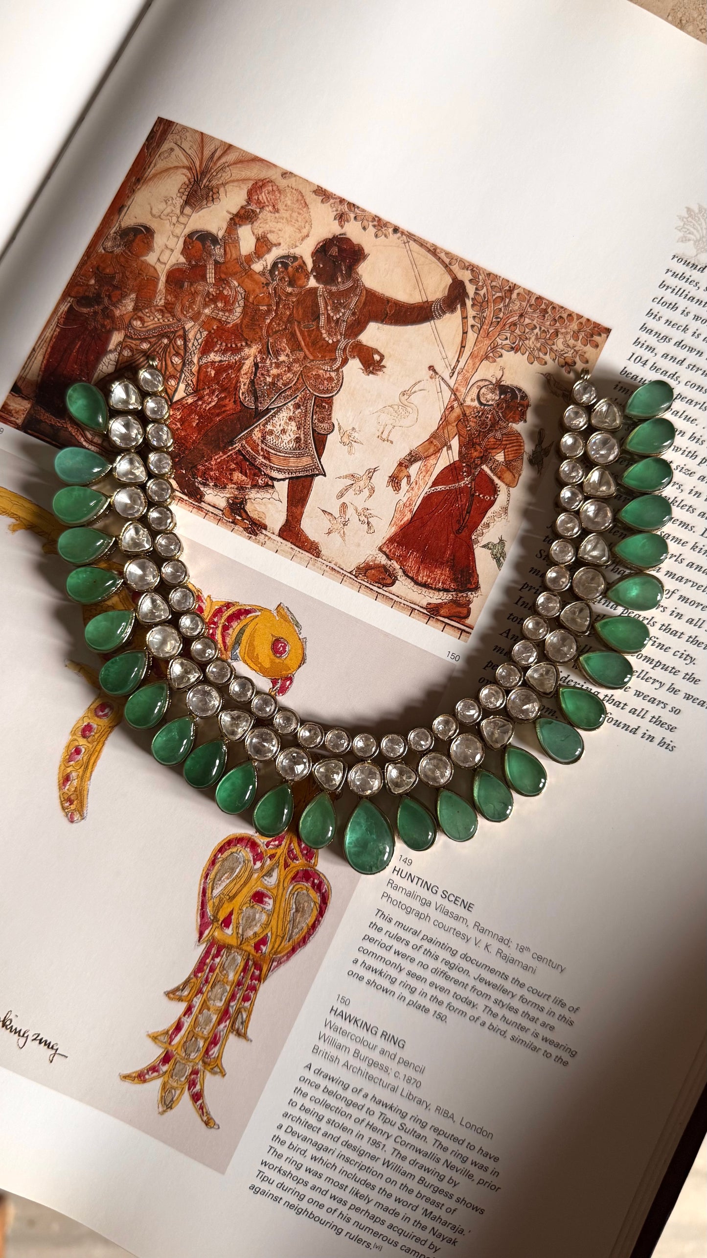 Mint doublet moissanite polki Victorian collar set