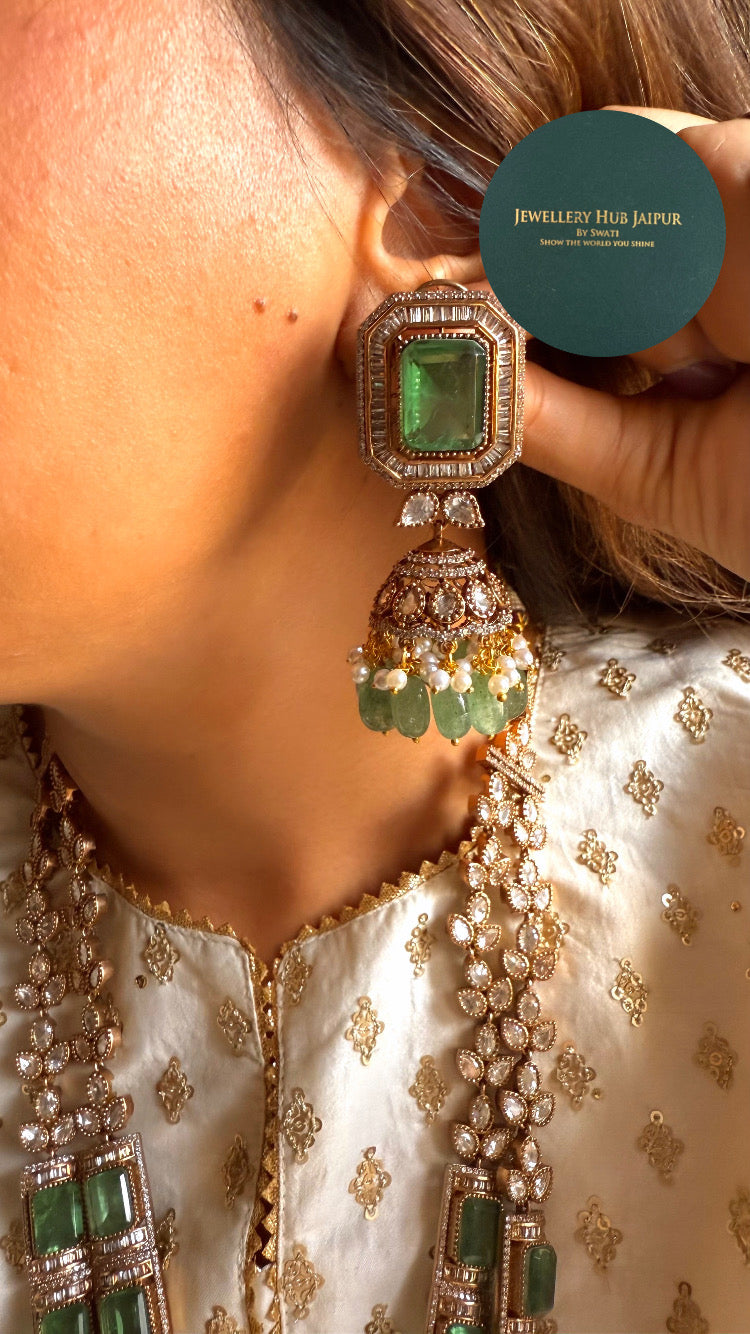 Vandana mint doublet moissanite peacock rani haar