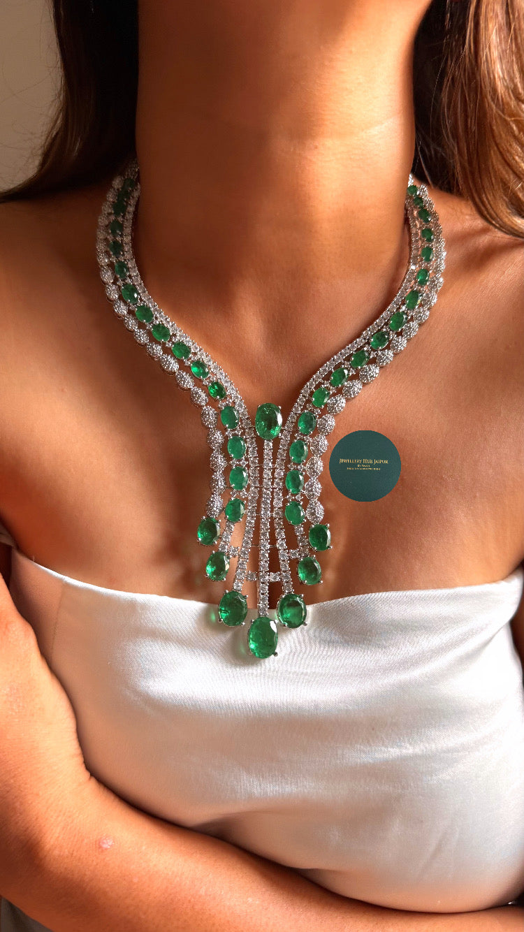 Emerald doublet collar designer diamond set