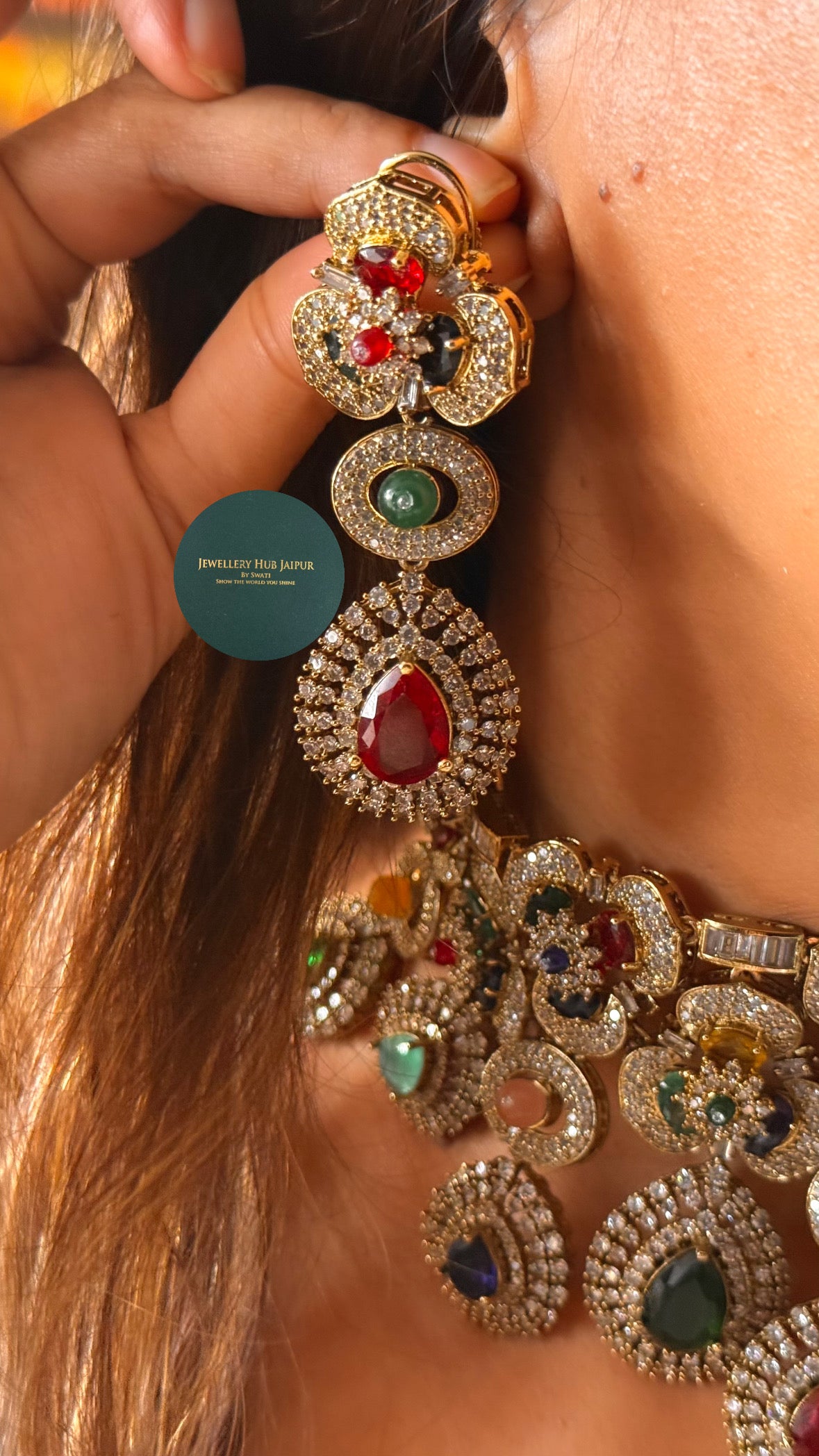 Royal aura Sabhyasachi inspired navratna choker set