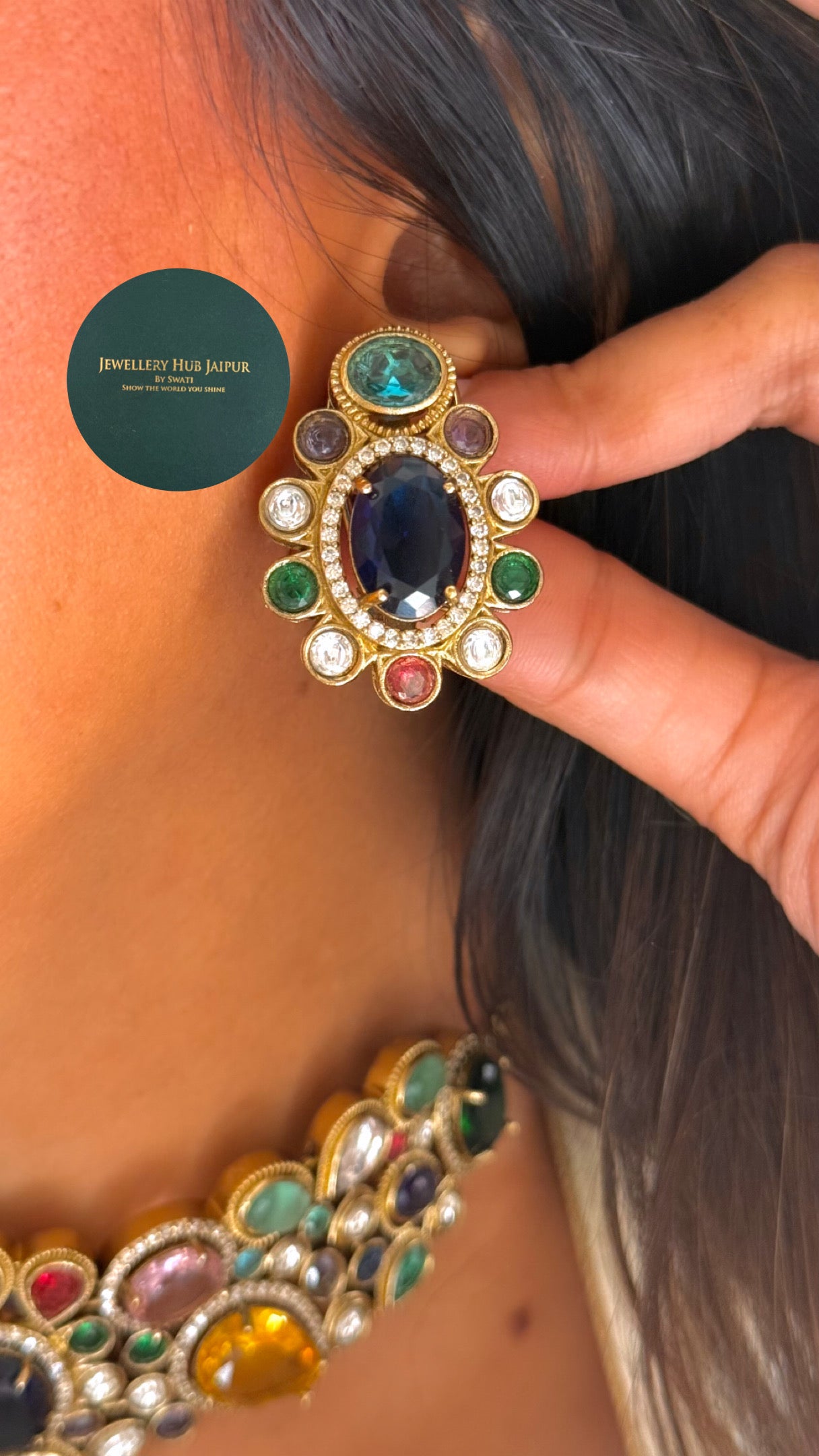 Sabyasachi inspired navratna necklace