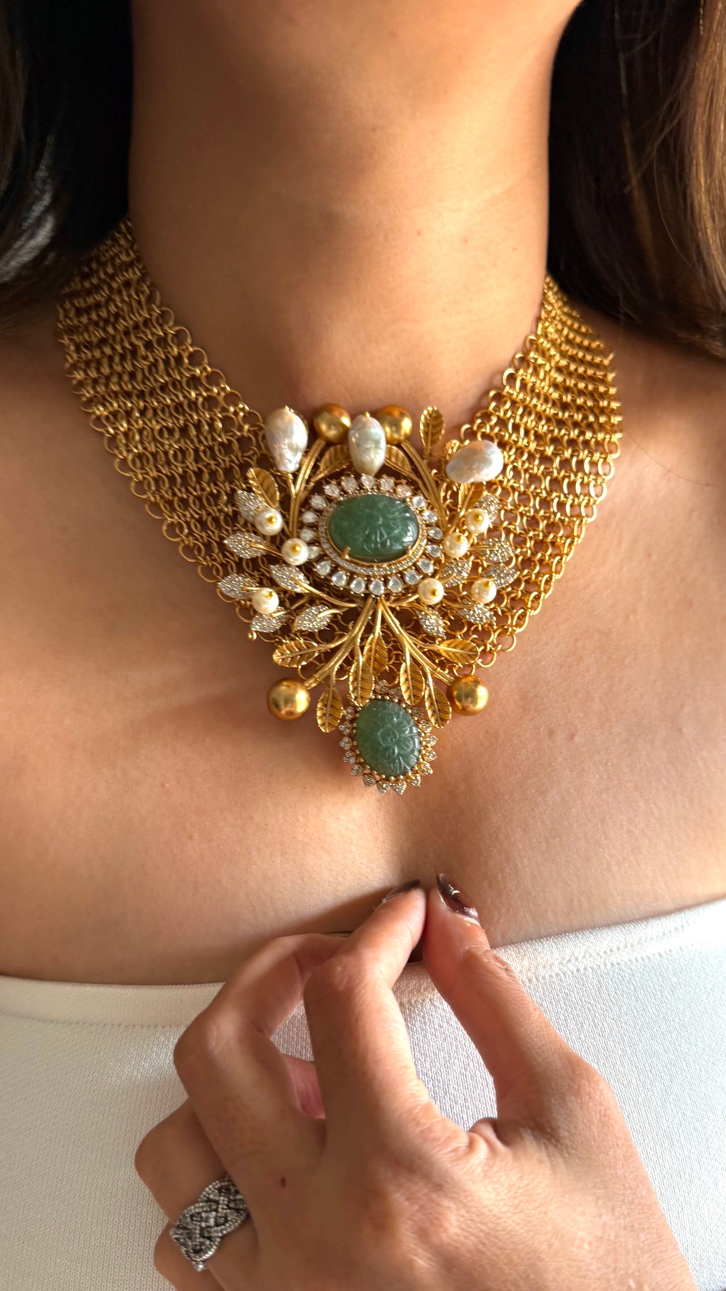 Sabhyasachi inspired mint doublet designer collar set