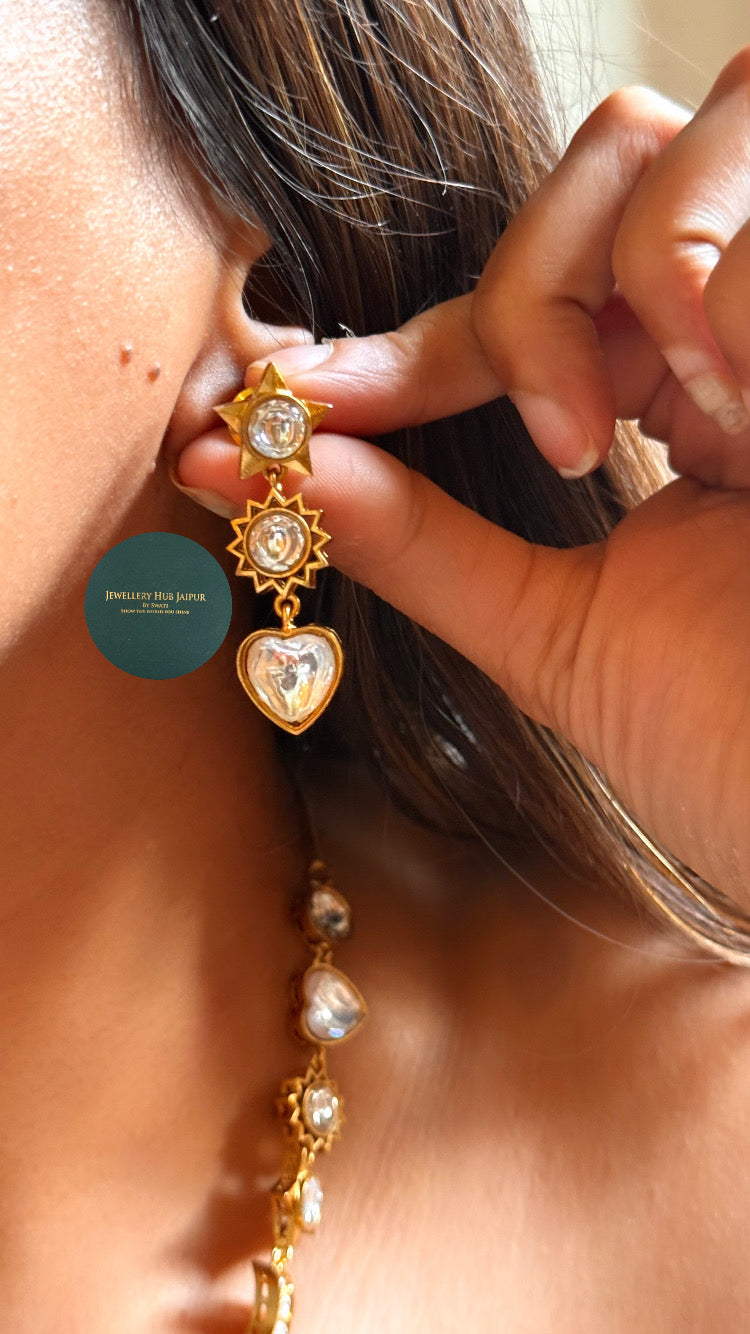Moissanite polki designed stars & moon set