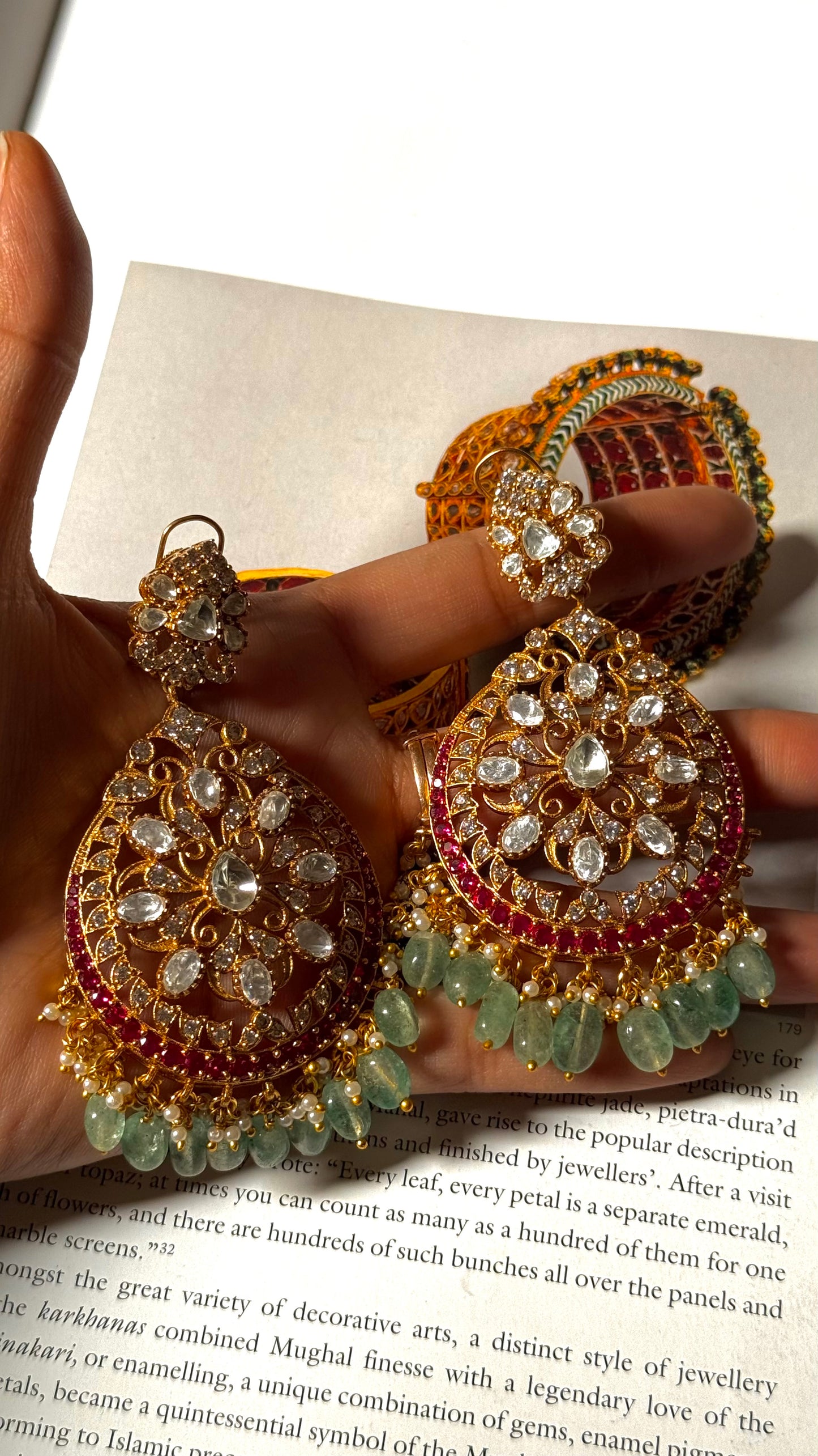 Real moissanite ruby danglers with mint strawberry