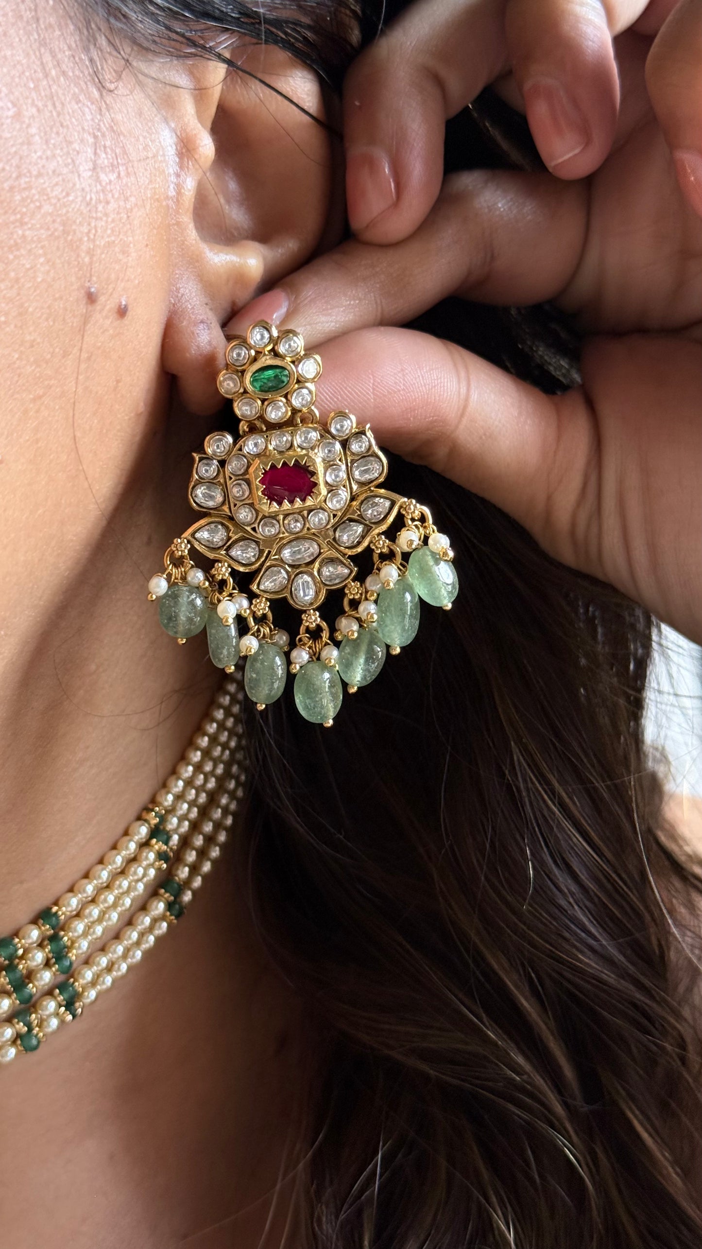 Mint & Rani pink heritage style thread choker