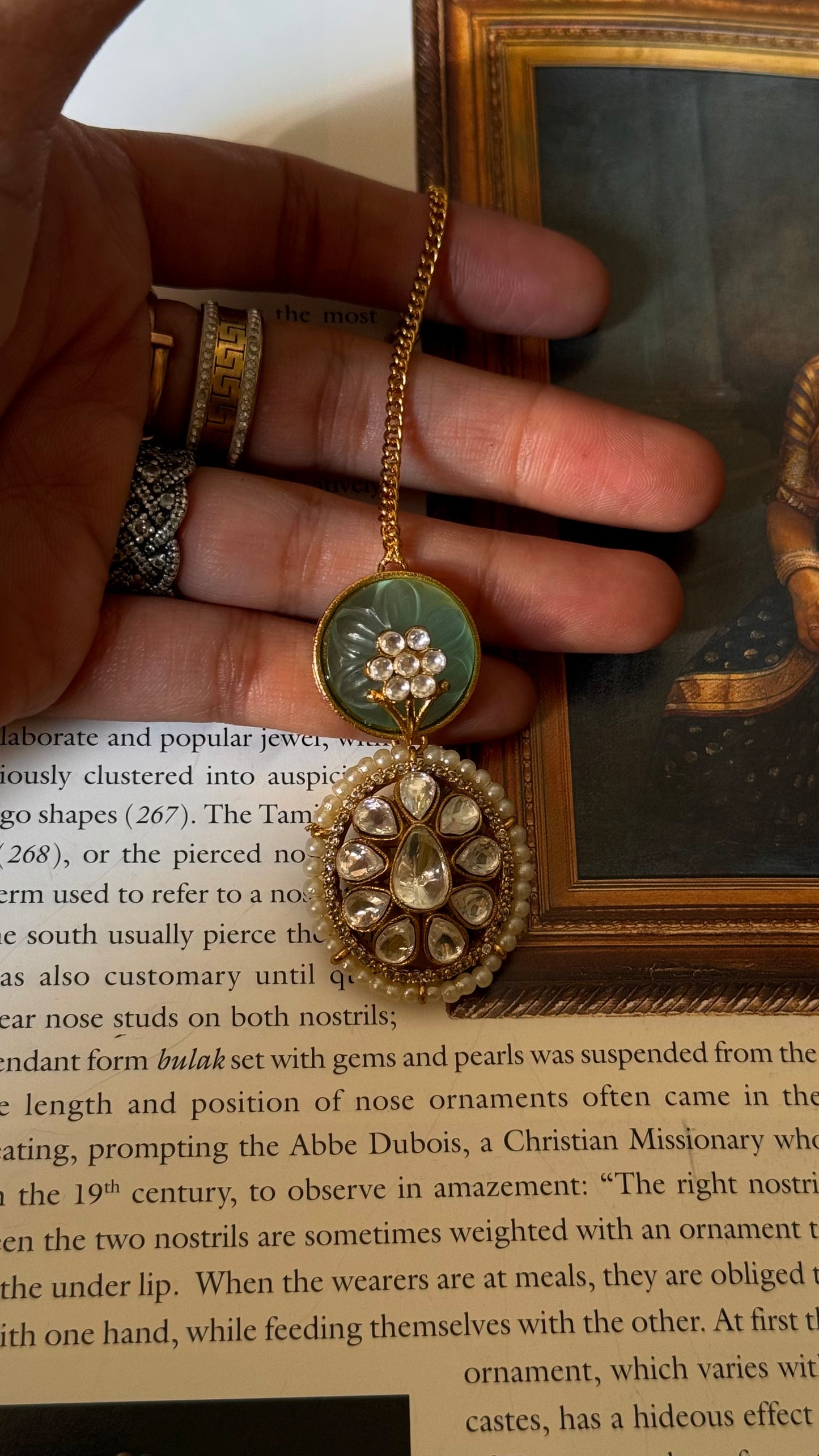 Mint inlay floral maantikka