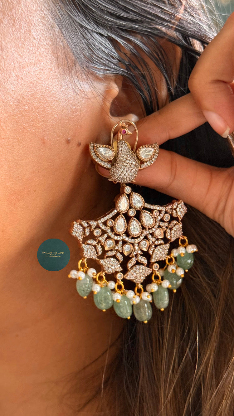 Peacock inspired mint & ruby collar necklace