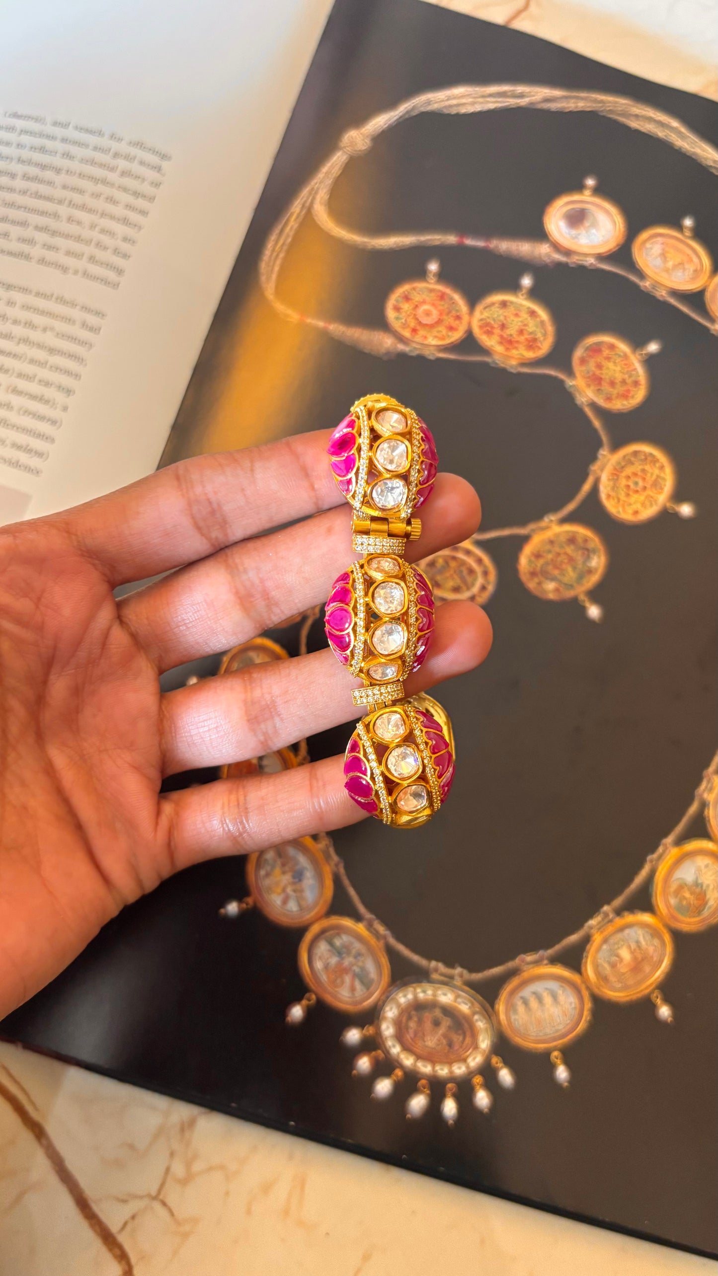 Takkar work polki ruby adjustable bracelet