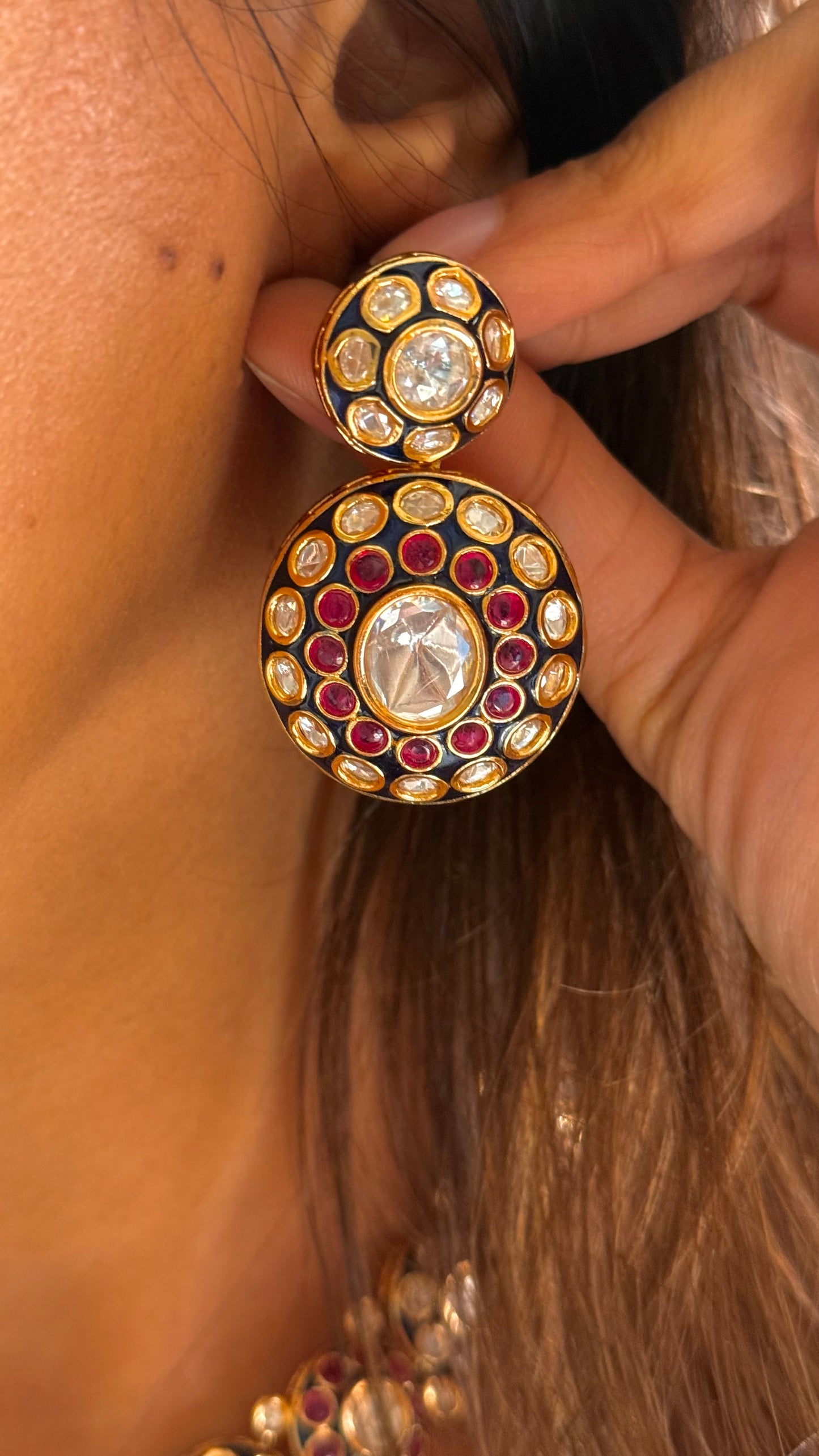 Sapphire & ruby meenakari necklace