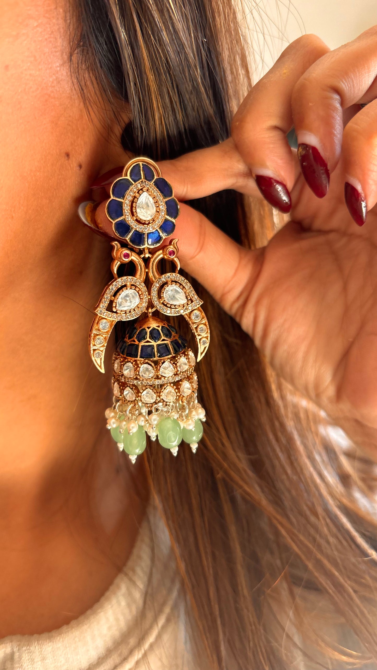 Daaniya Rajwada moissanite Victorian Jhumka