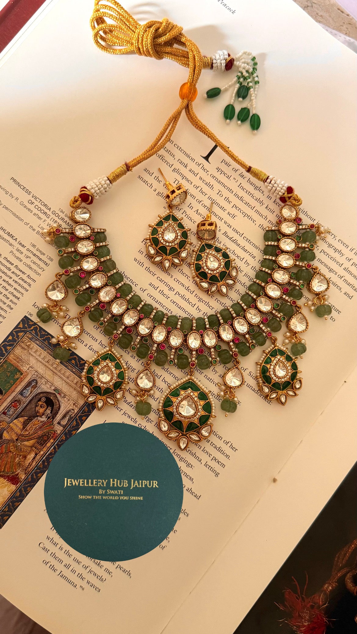 Mint rani pink doublet moissanite & emerald katdana collar set
