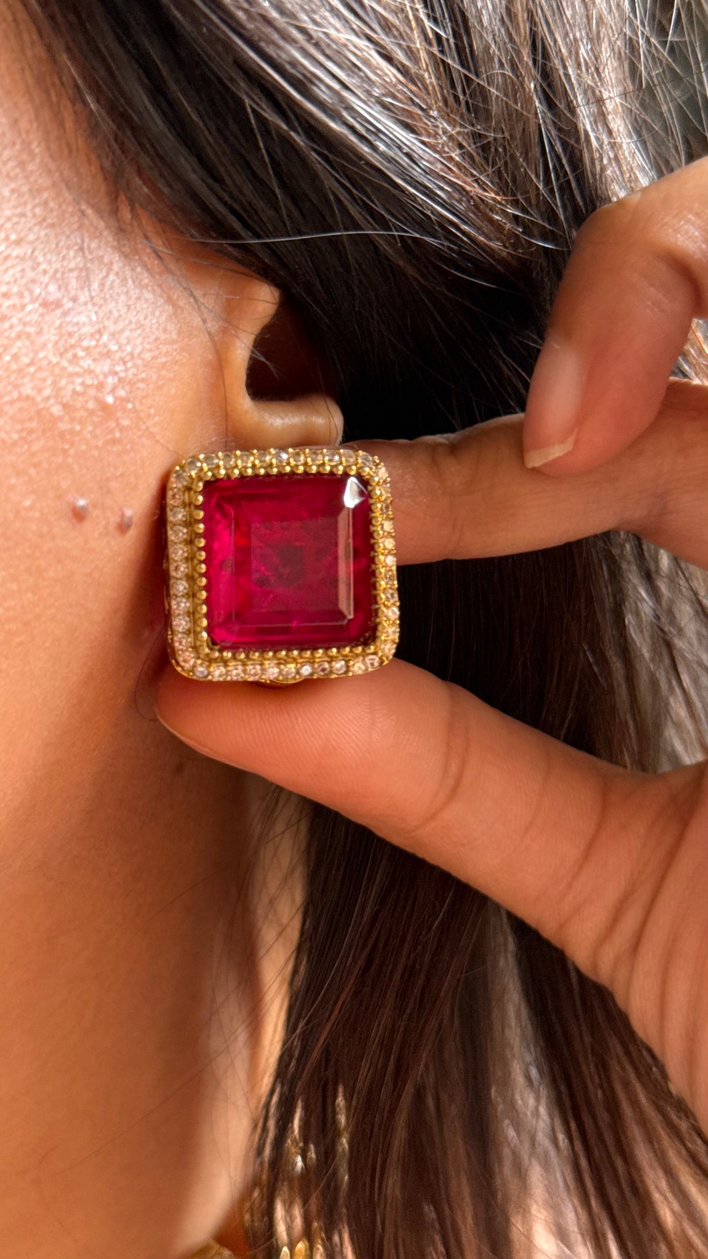 Ruby & emerald minimalist Choker necklace set