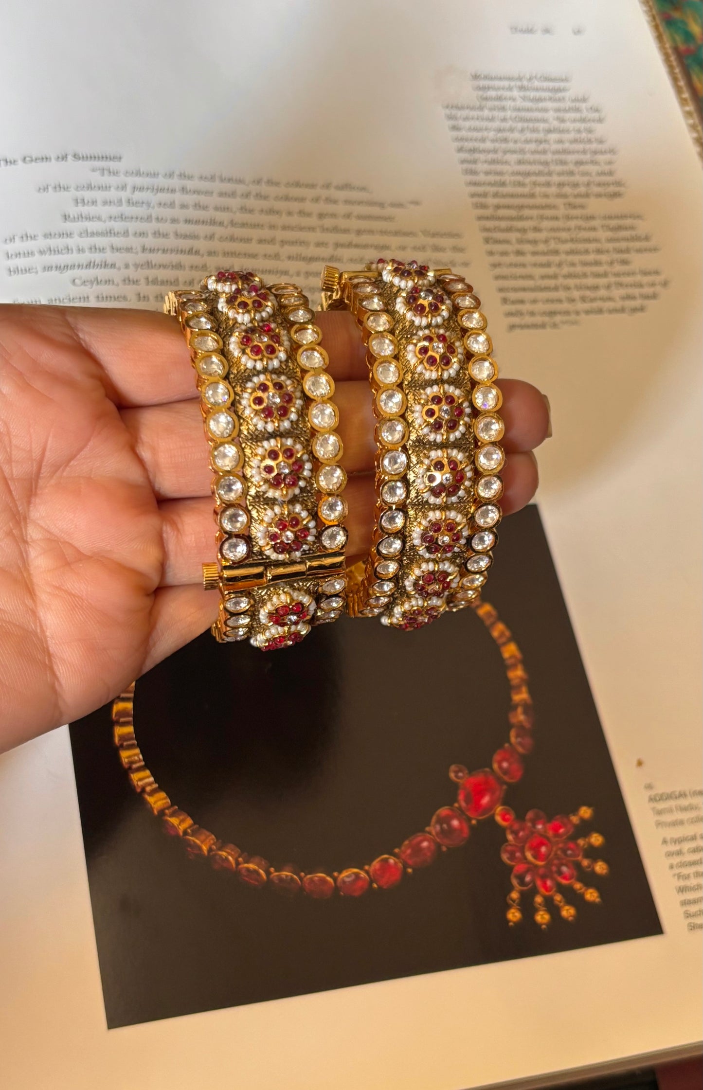 Heritage ruby floral bangles
