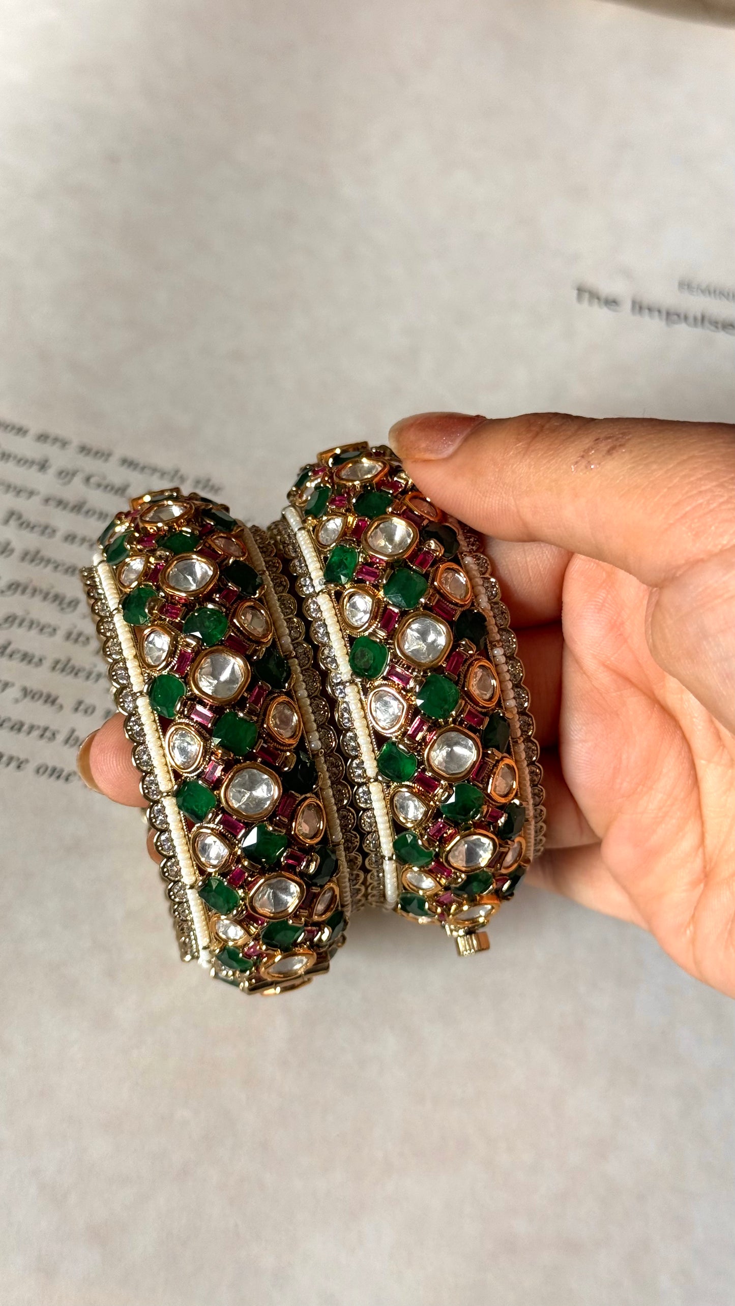 Emerald doublet real Moissanite bangles