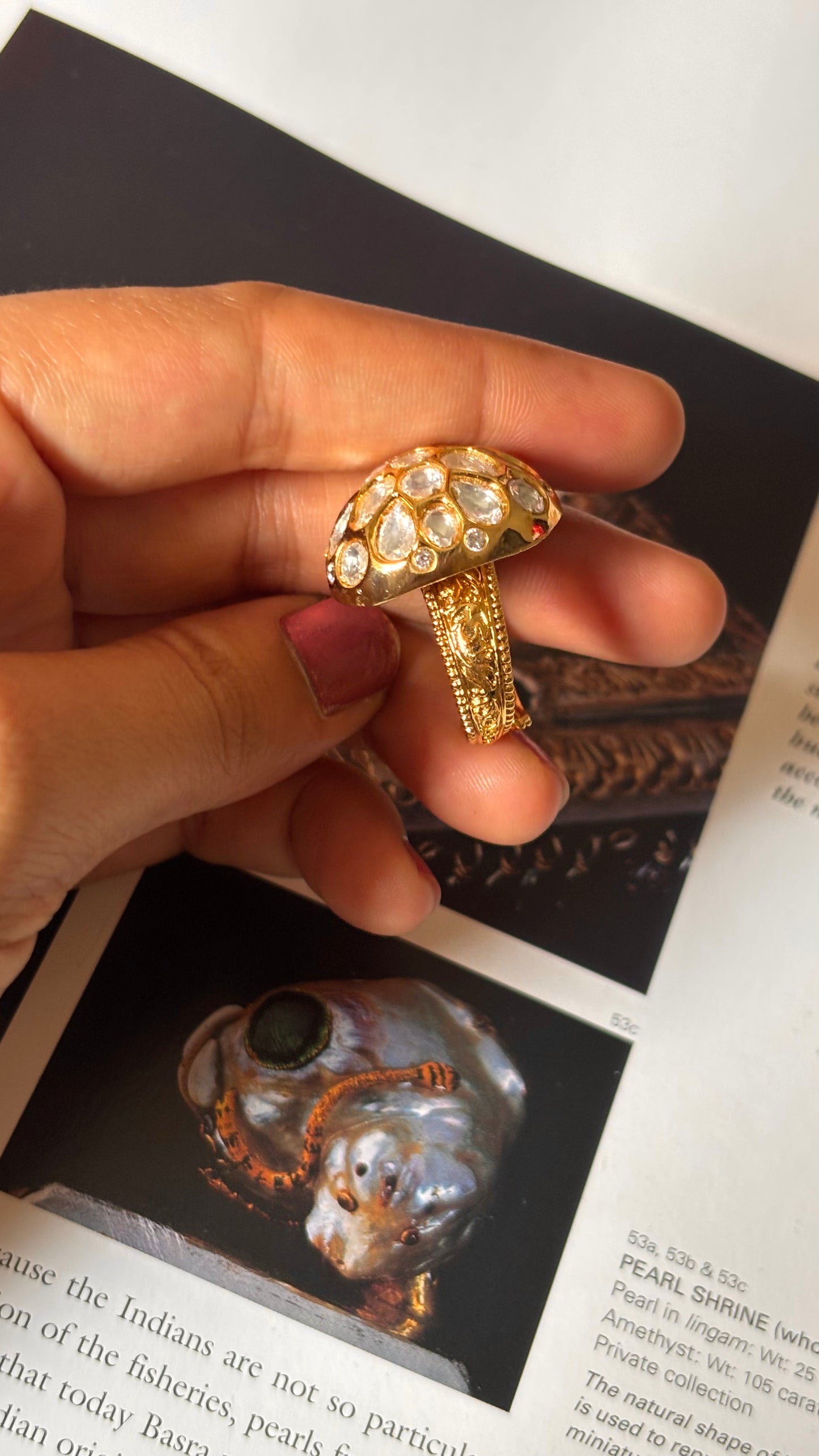 Uncut white polki ring