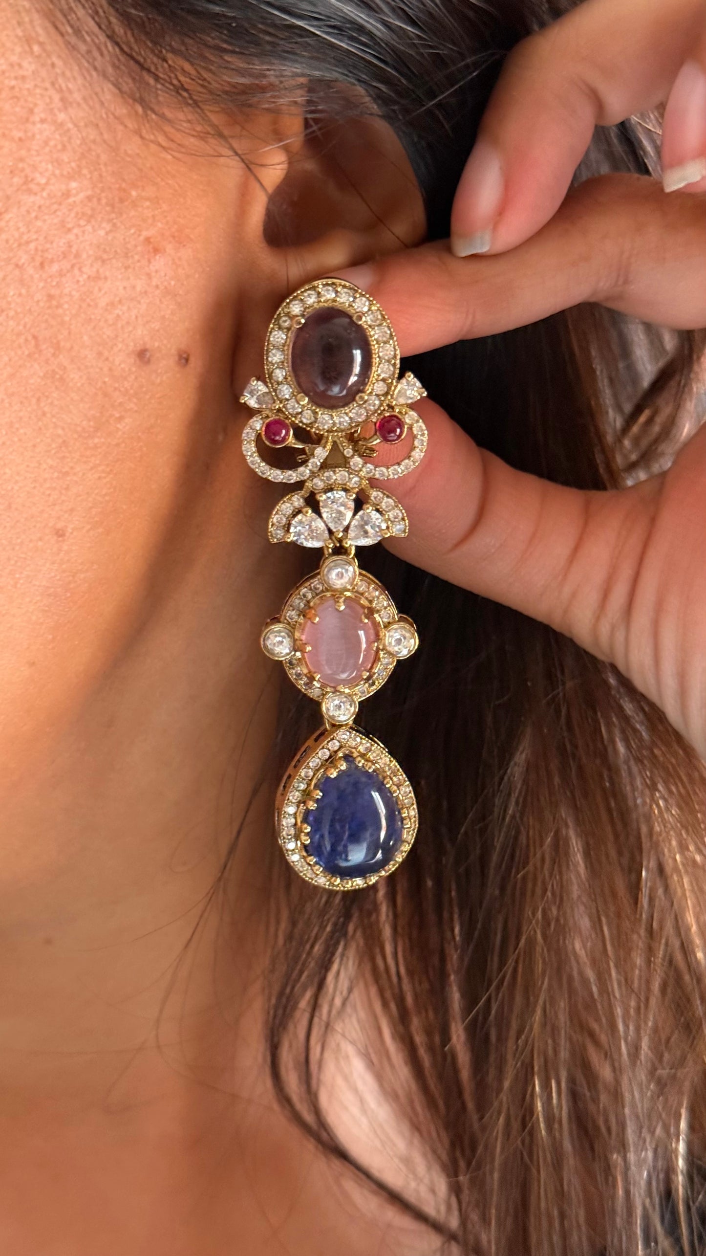 Sabyasachi inspired doublet stone earrings