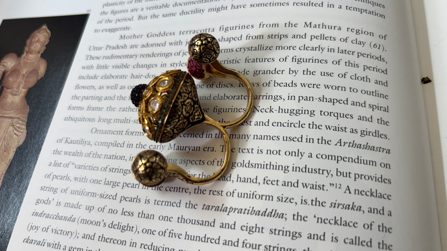ruby double finger ring