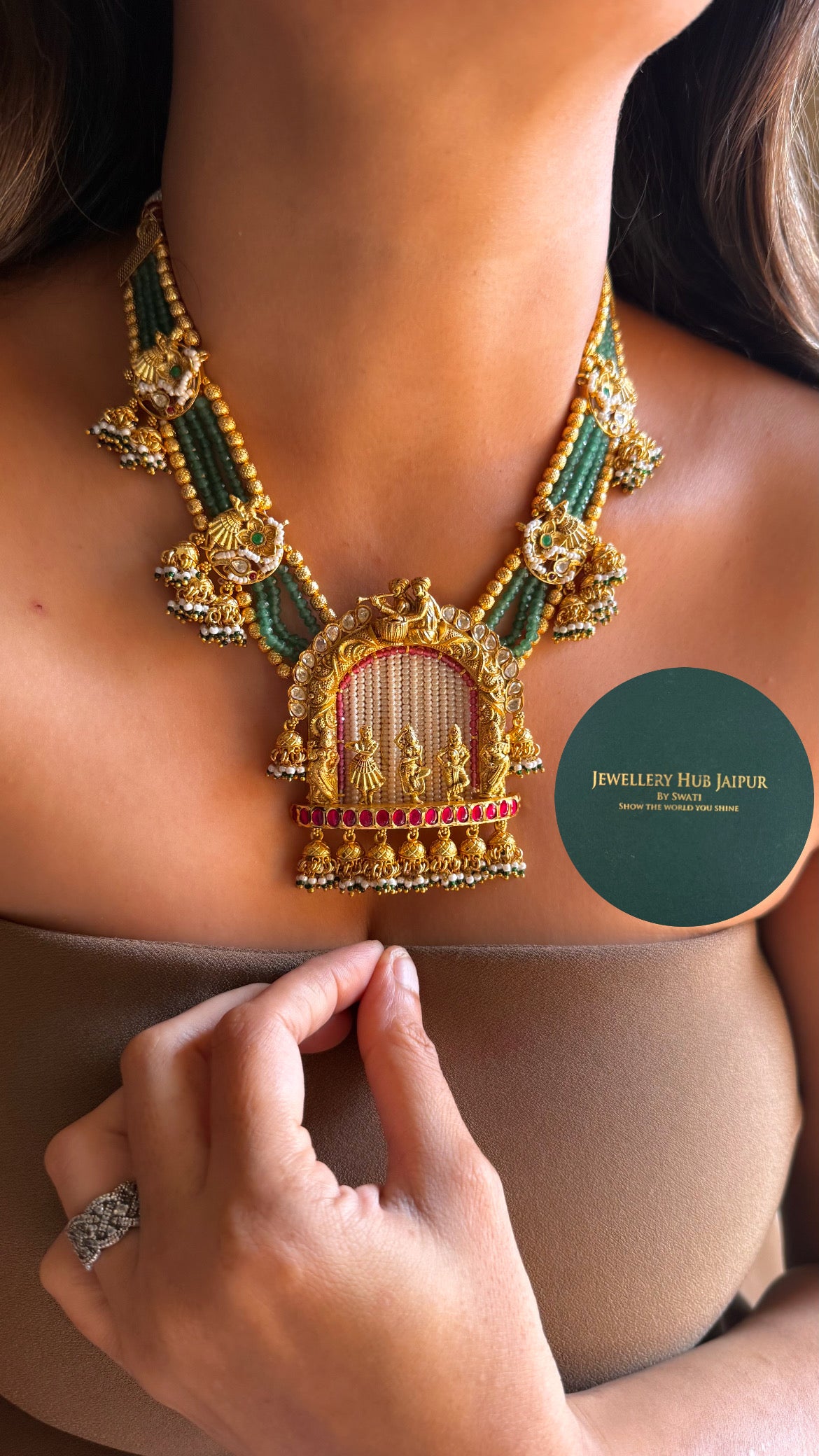 The Nritya (Dance) real moissanite Royal heritage Rajwada mid length set