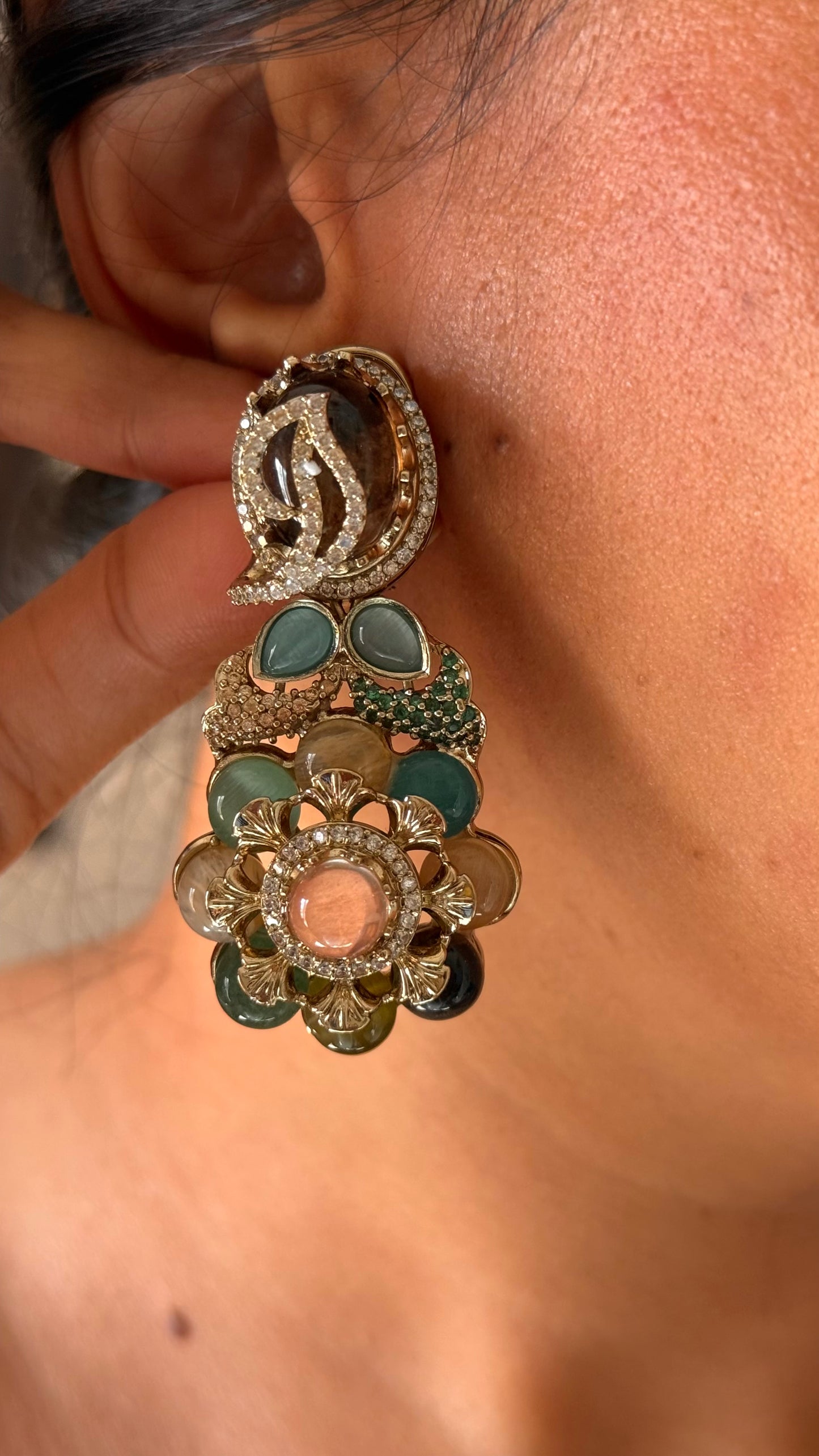 Sabyasachi inspired real stone floral multicoloured necklace
