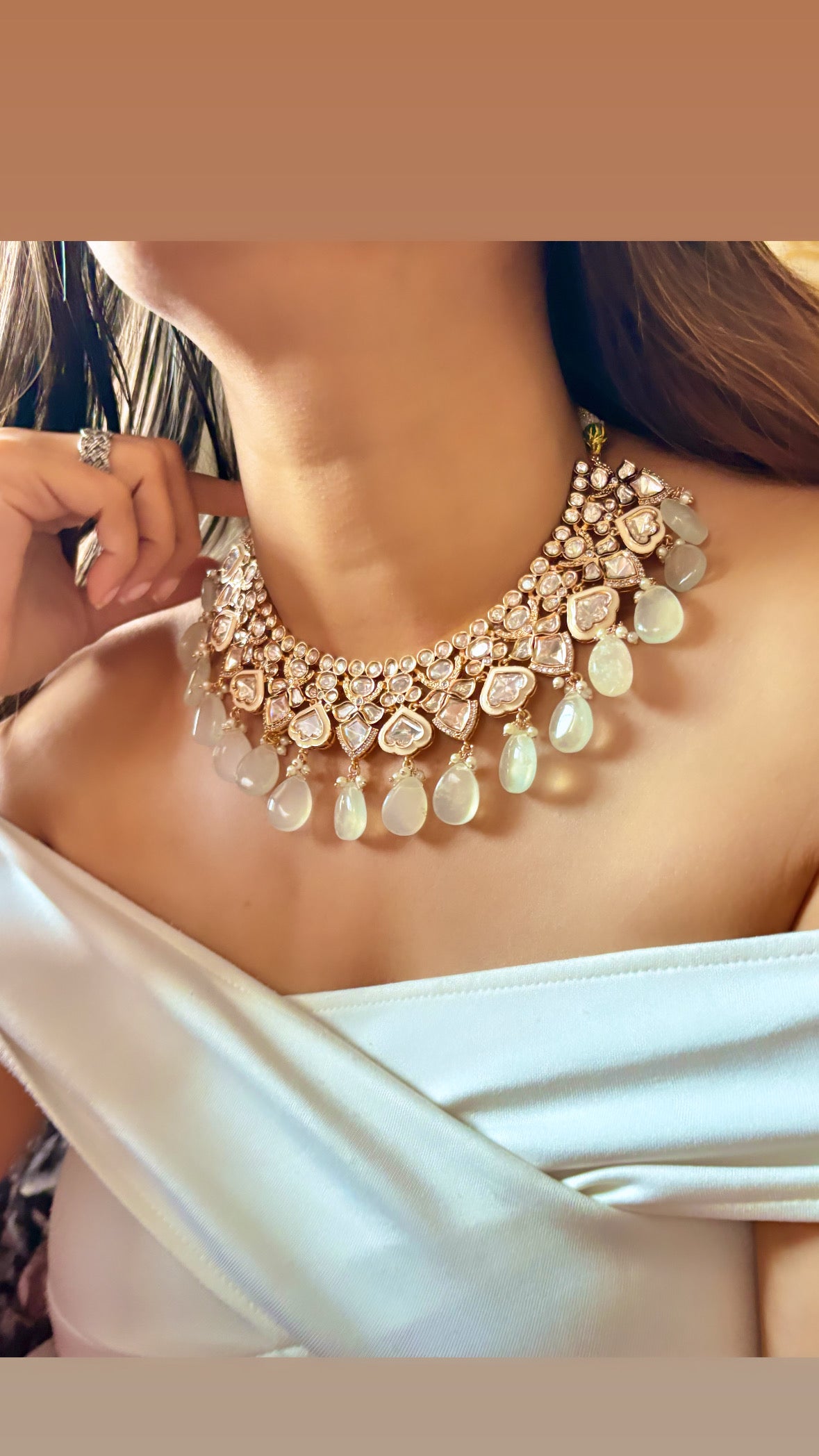 Meenakari Moissanite necklace
