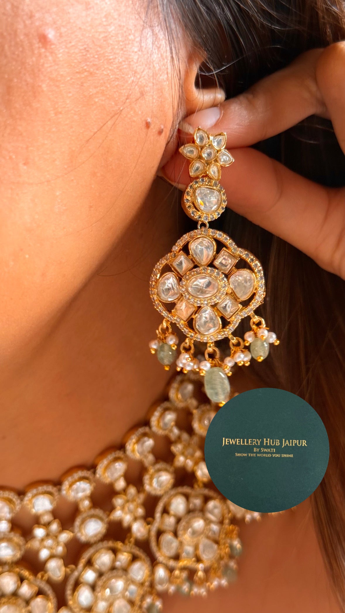 Real moissanite strawberry drop bridal necklace set