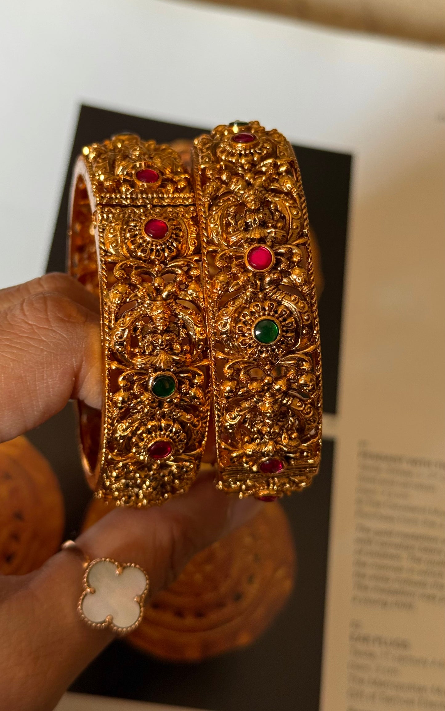 Goddess Lakshmi Ruby Emerald Rajwadi bangles