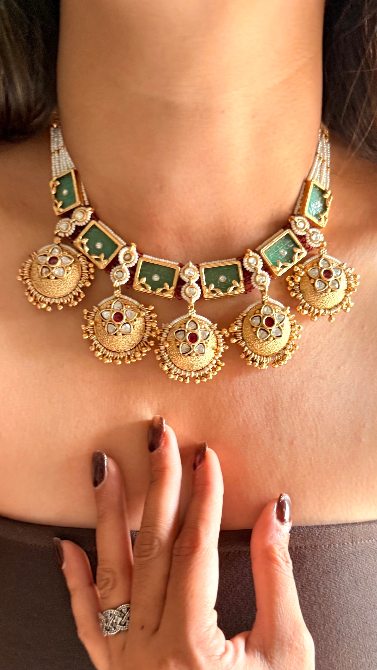 Mint rajwada collar necklace