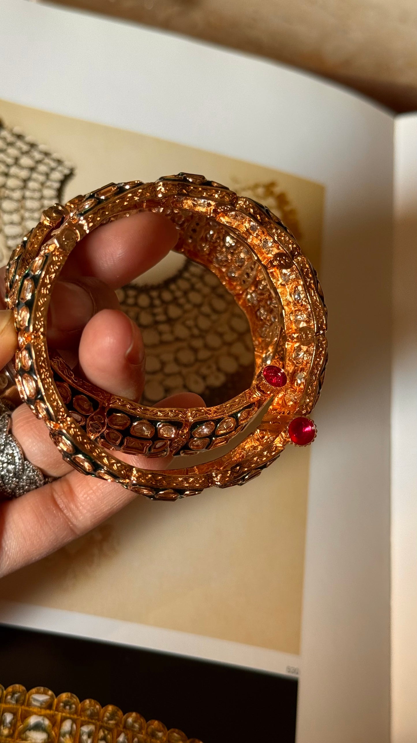 Emerald meenakari polki bangles