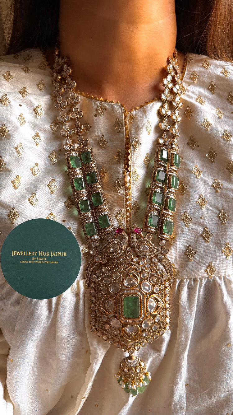 Vandana mint doublet moissanite peacock rani haar