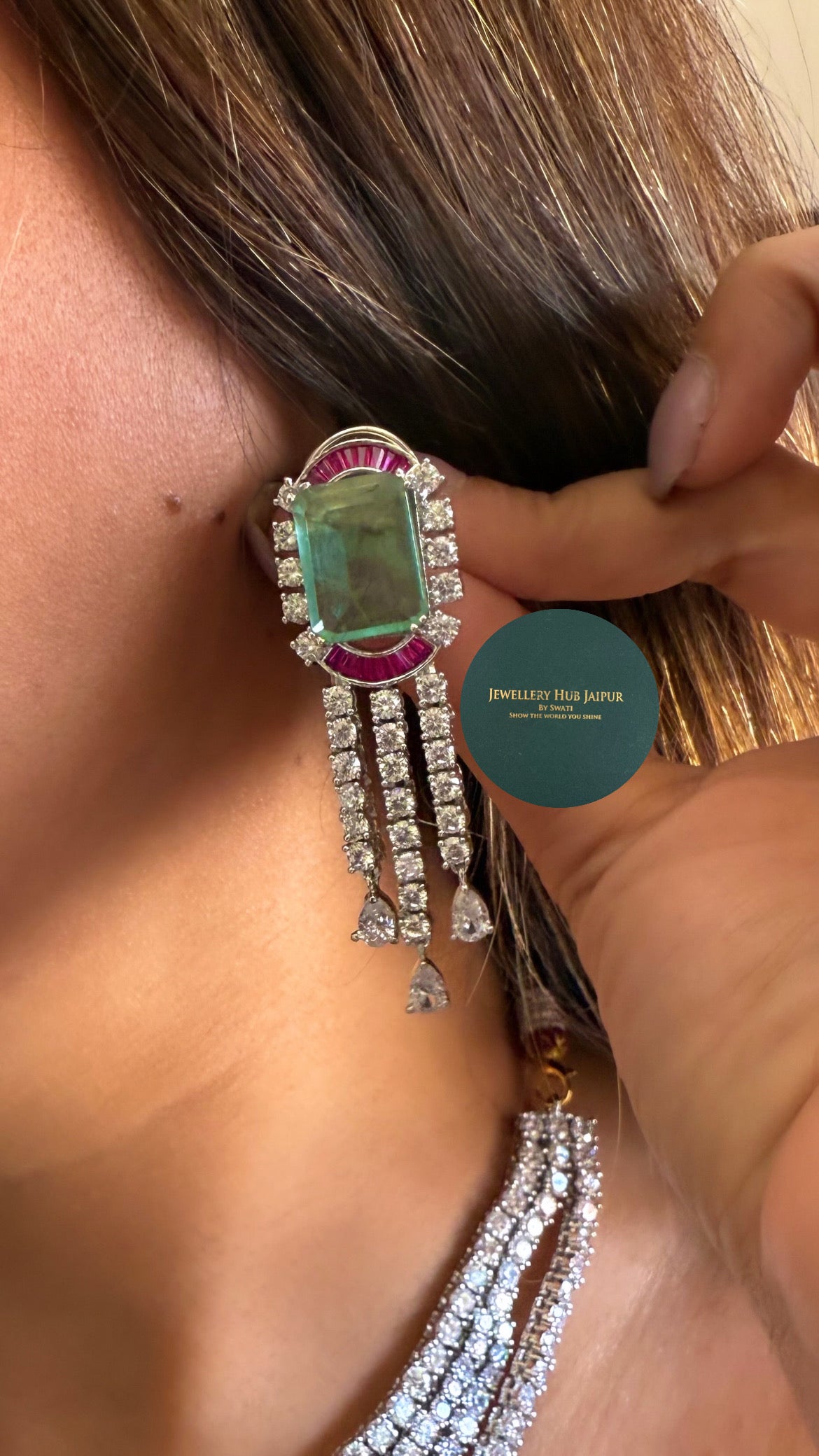 Sowmya Mint ruby diamond cocktail necklace