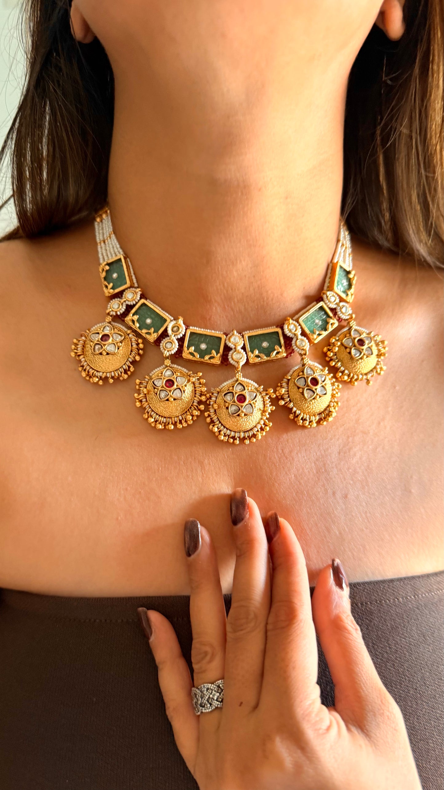 Mint rajwada collar necklace
