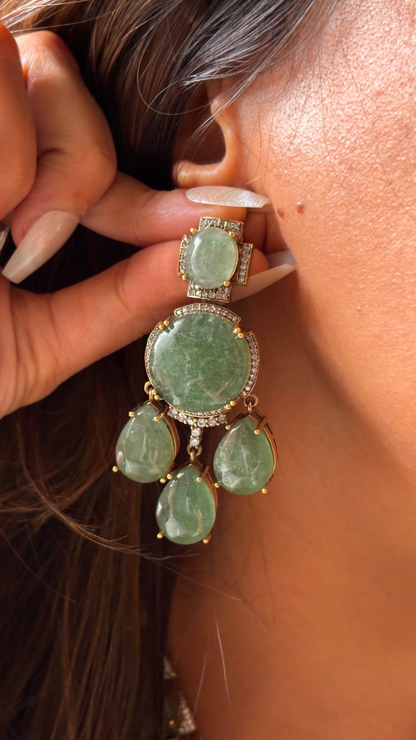 Sage green onyx gem stone necklace