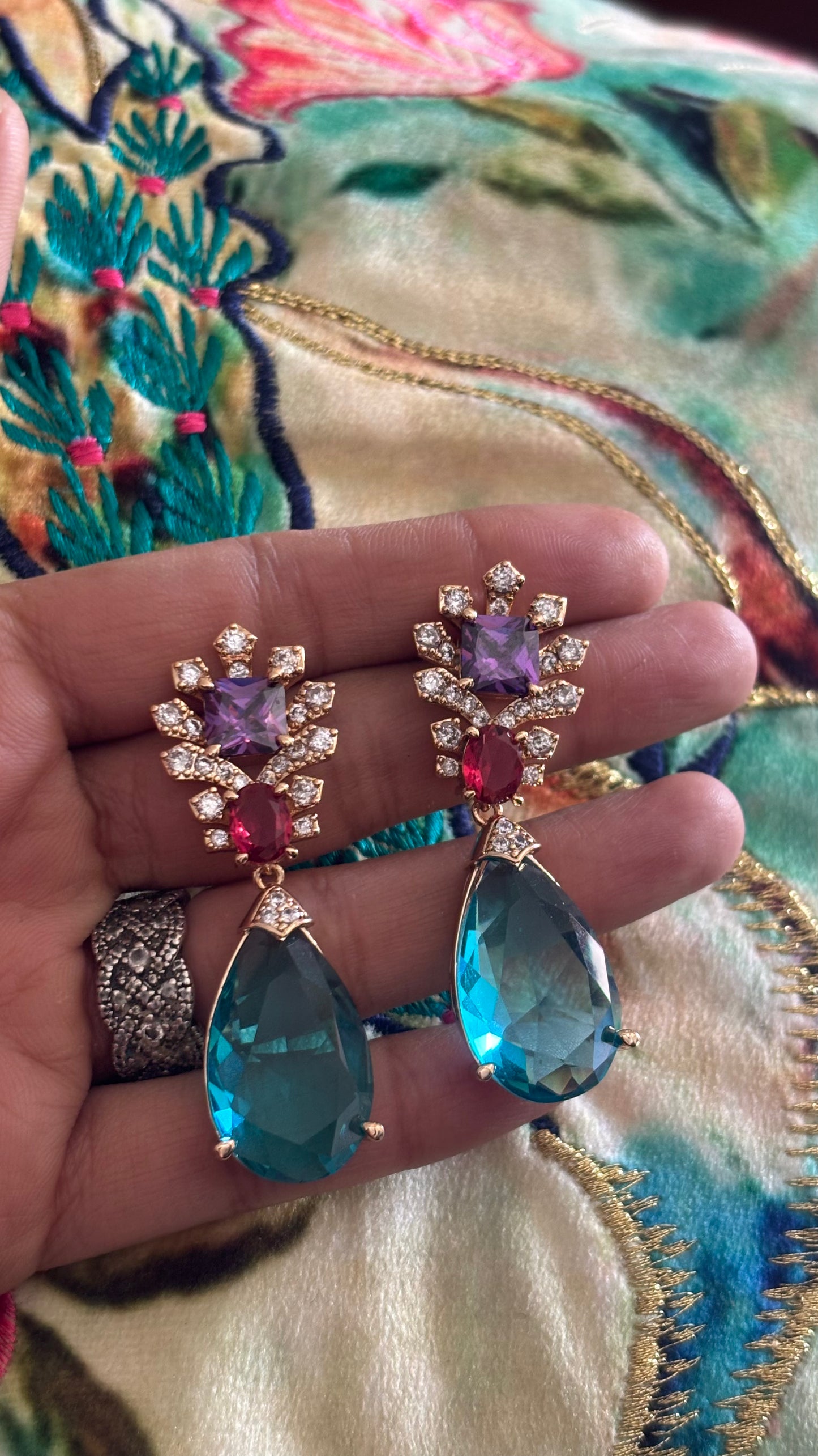 tanzanite & firoza designer earrings