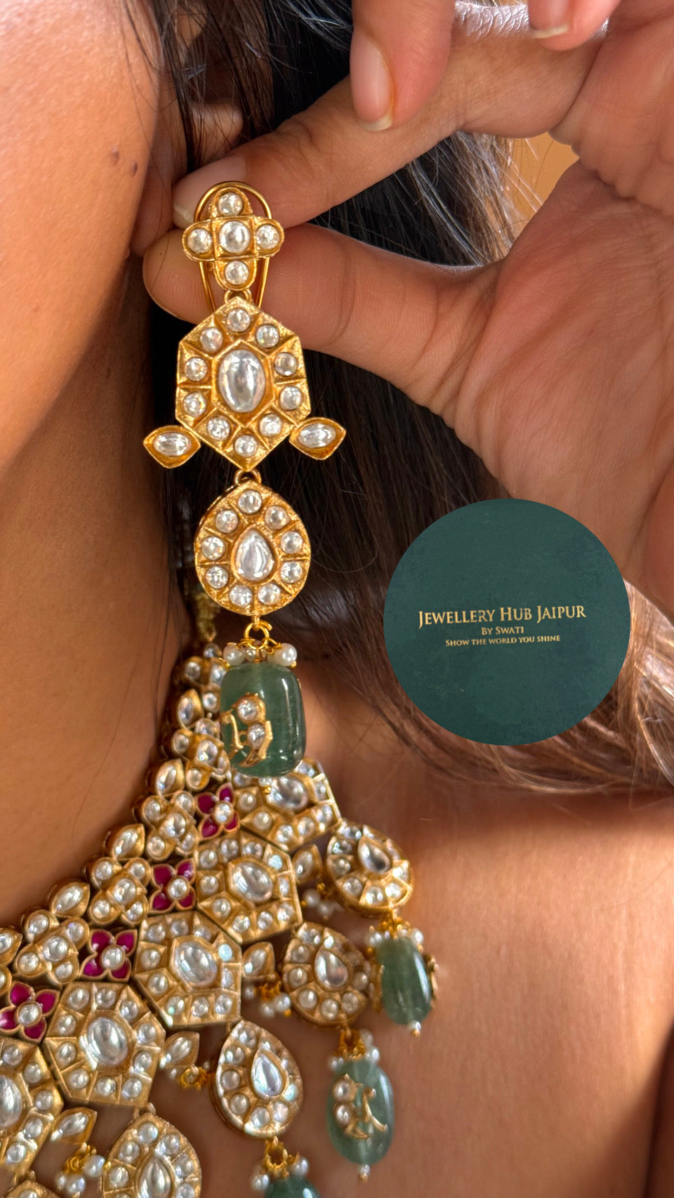 Paachi kundan ruby rani & mint rajwaadi bridal set