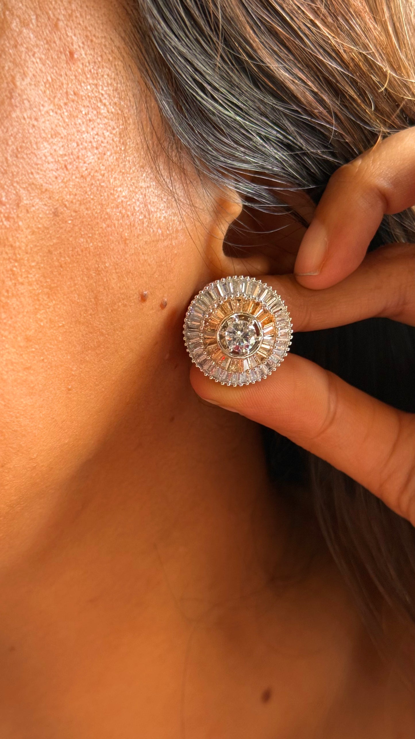 Tangerine diamond studs