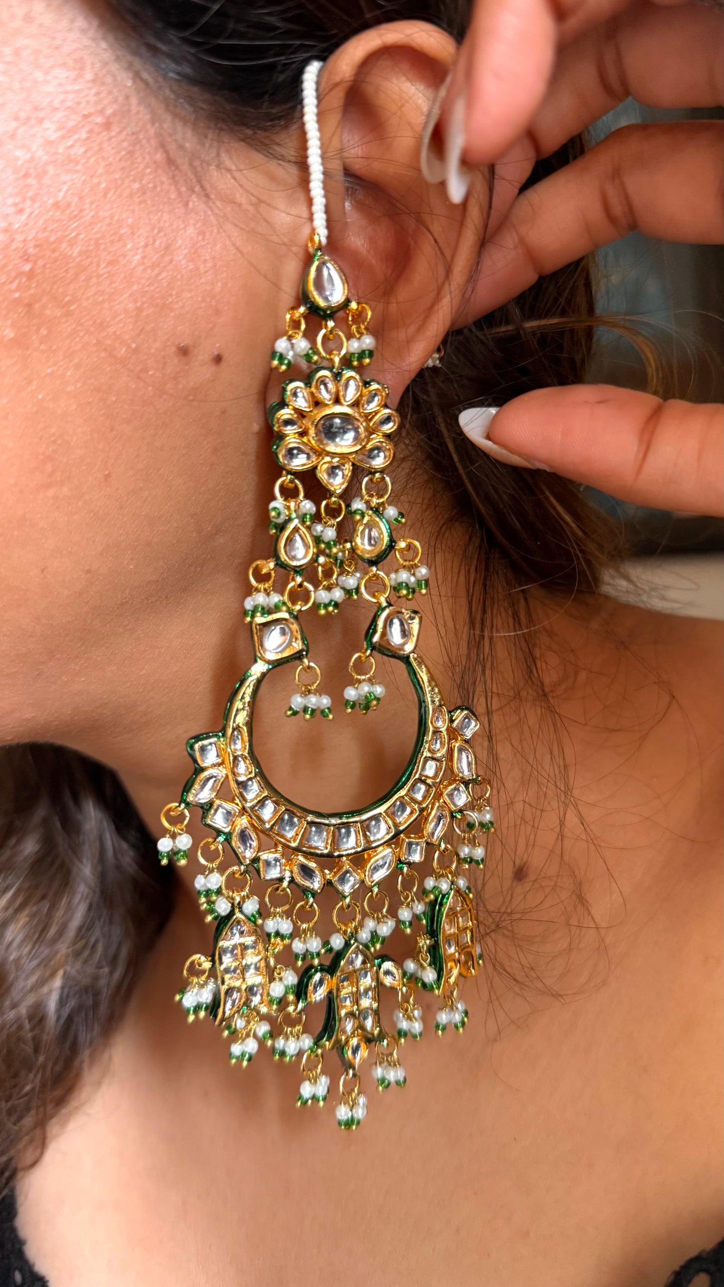 Meenakari kundan chandbali