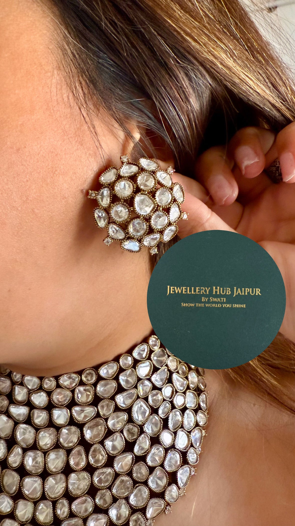 Arshiya 2.0 Moissanite poki choker set in victorian