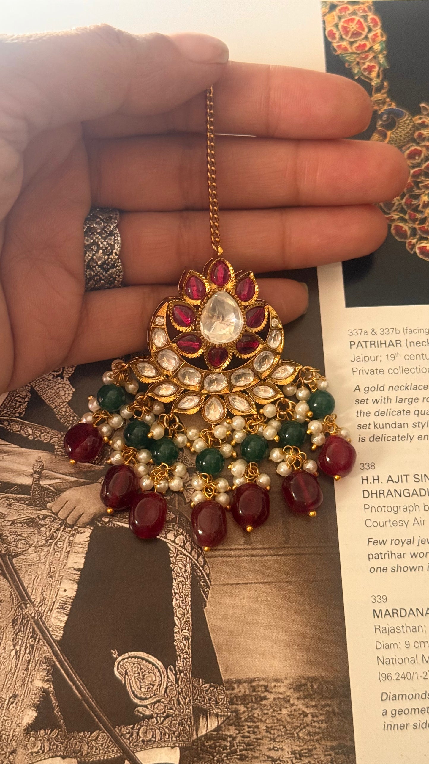 Ruby & emerald polki maangtika