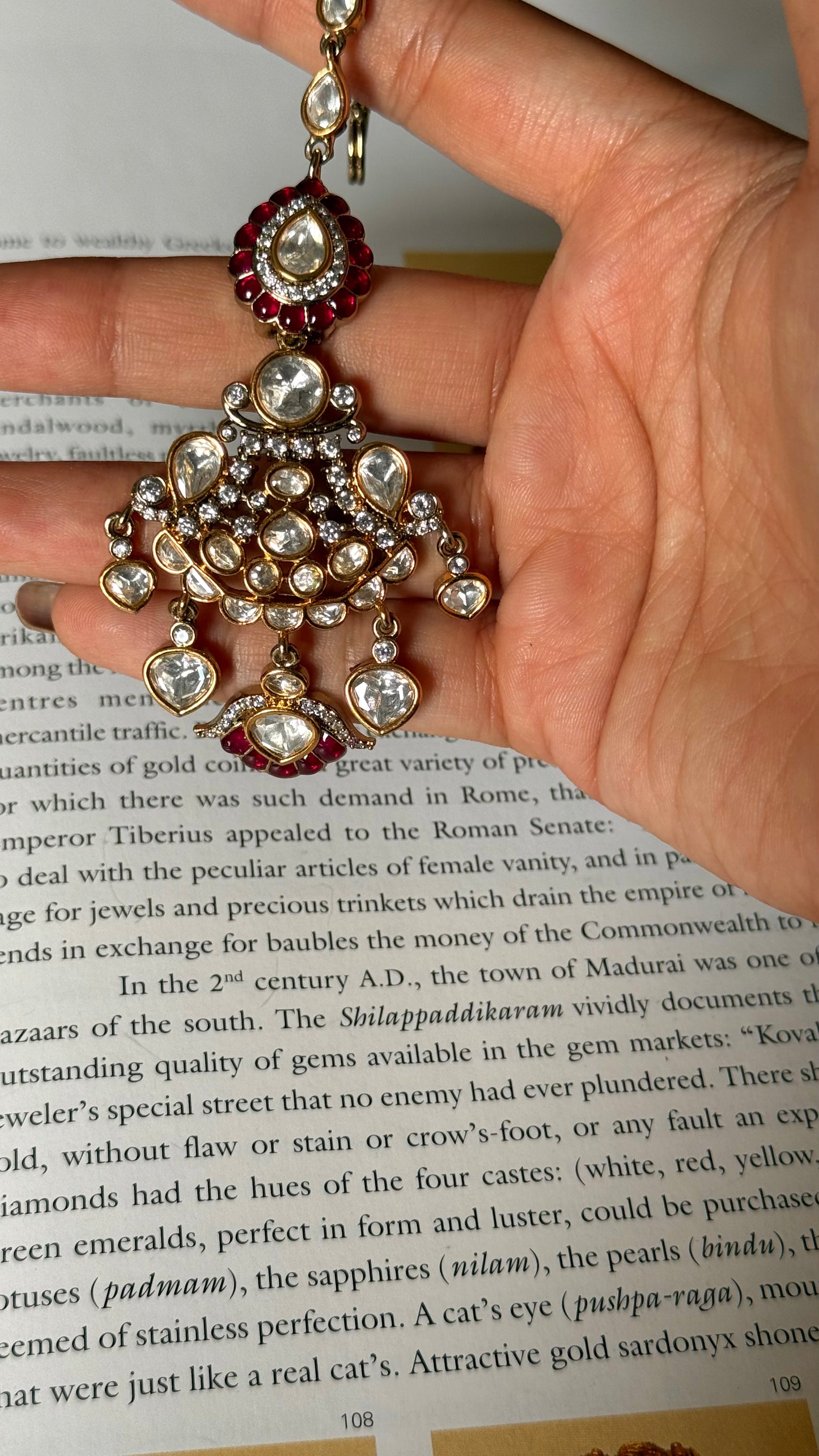 Rani pink ruby katdana moissanite Maangtika