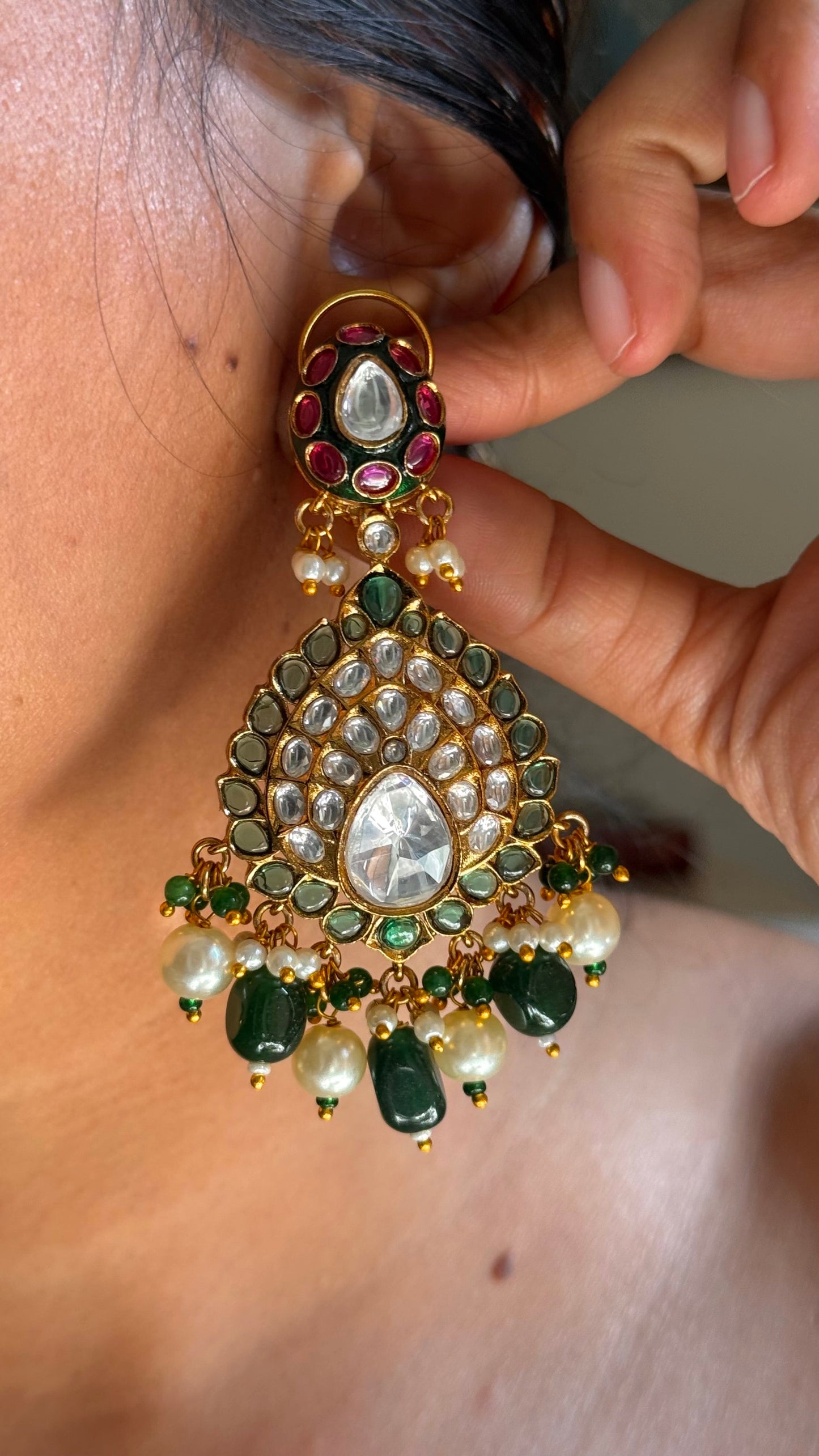 Emerald meenakari bridal combo