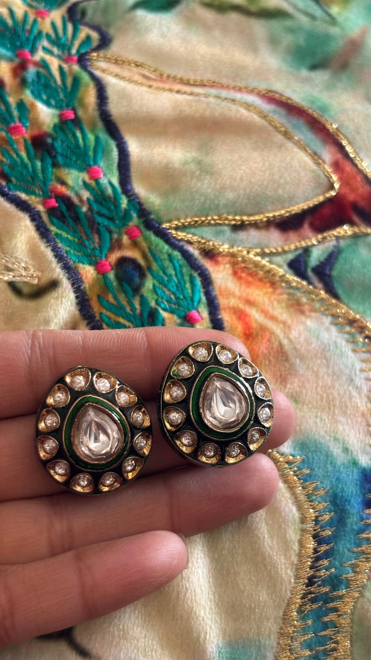 EMERALD VICTORIAN MEENAKARI STUDS