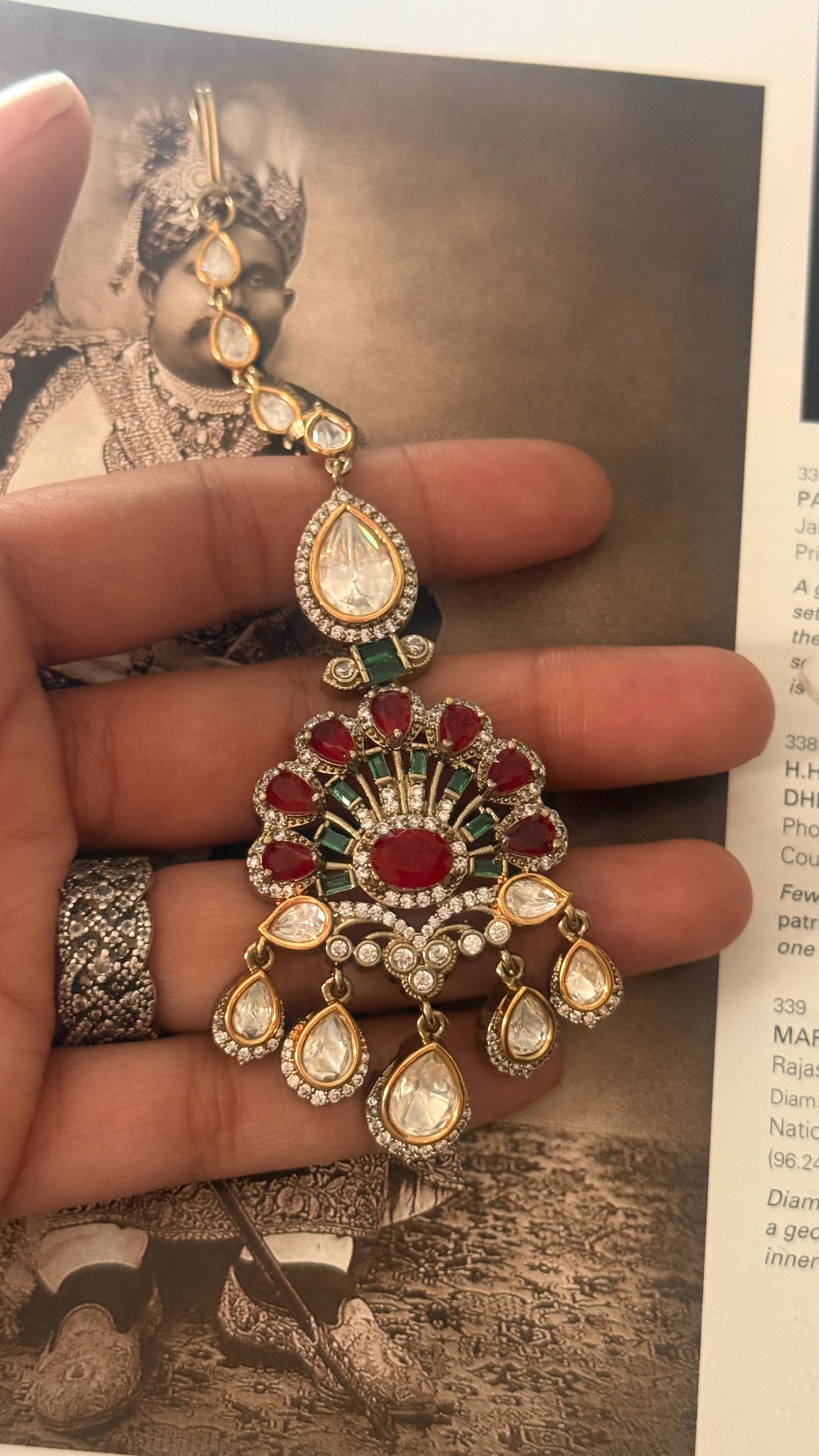 Ruby & emerald victorian maangtika