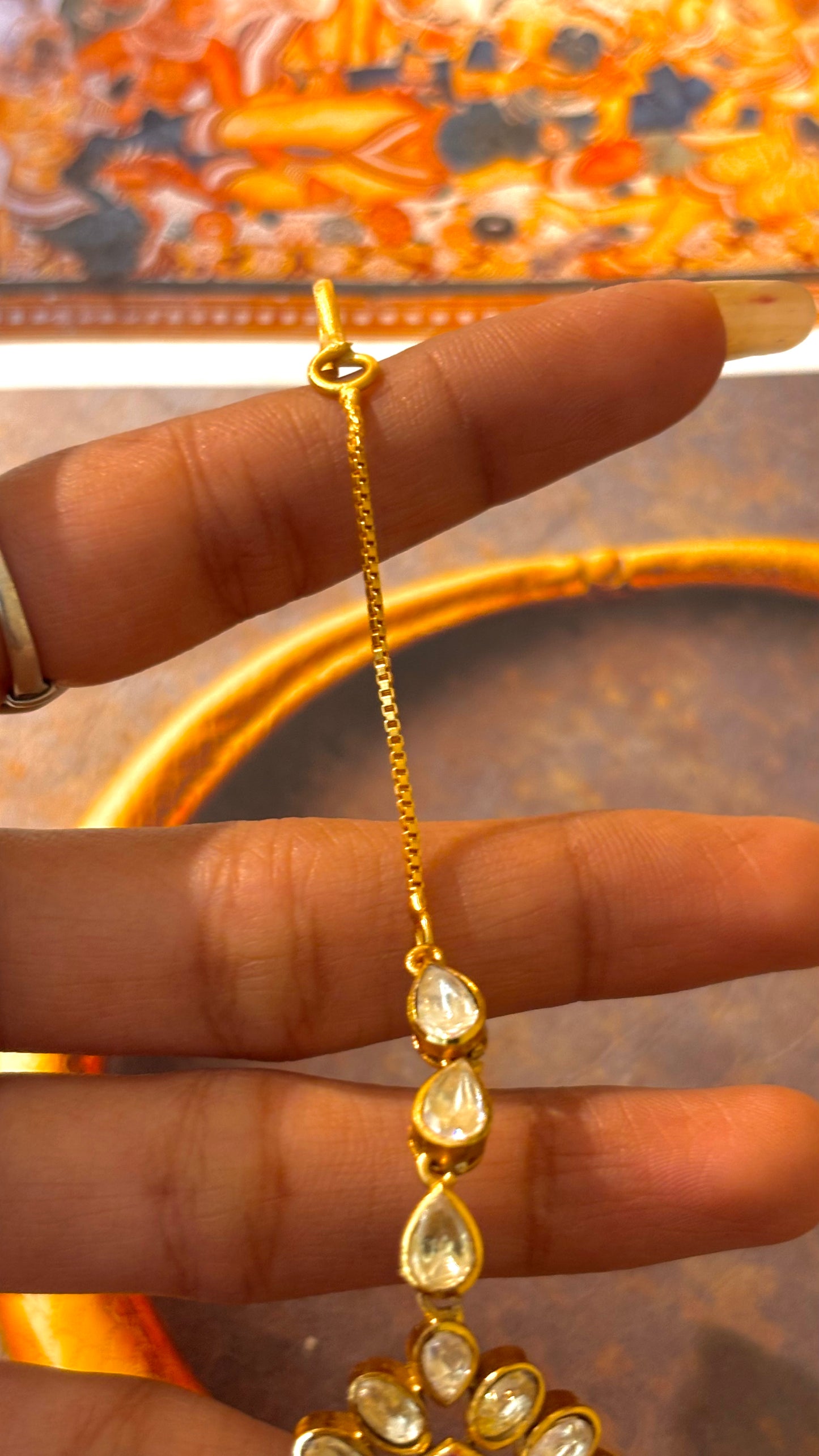Peeli Polki Ruby Takkar work maangtika