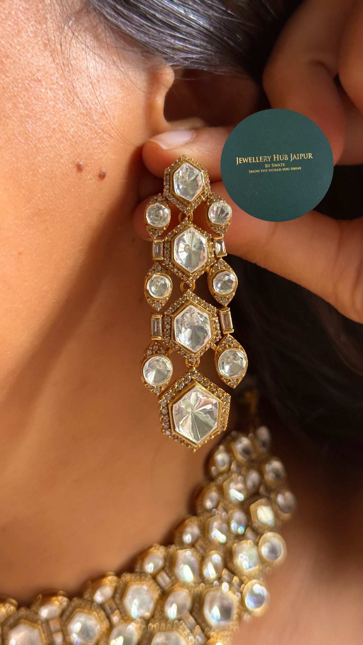 Moissanite uncut polki designer choker set