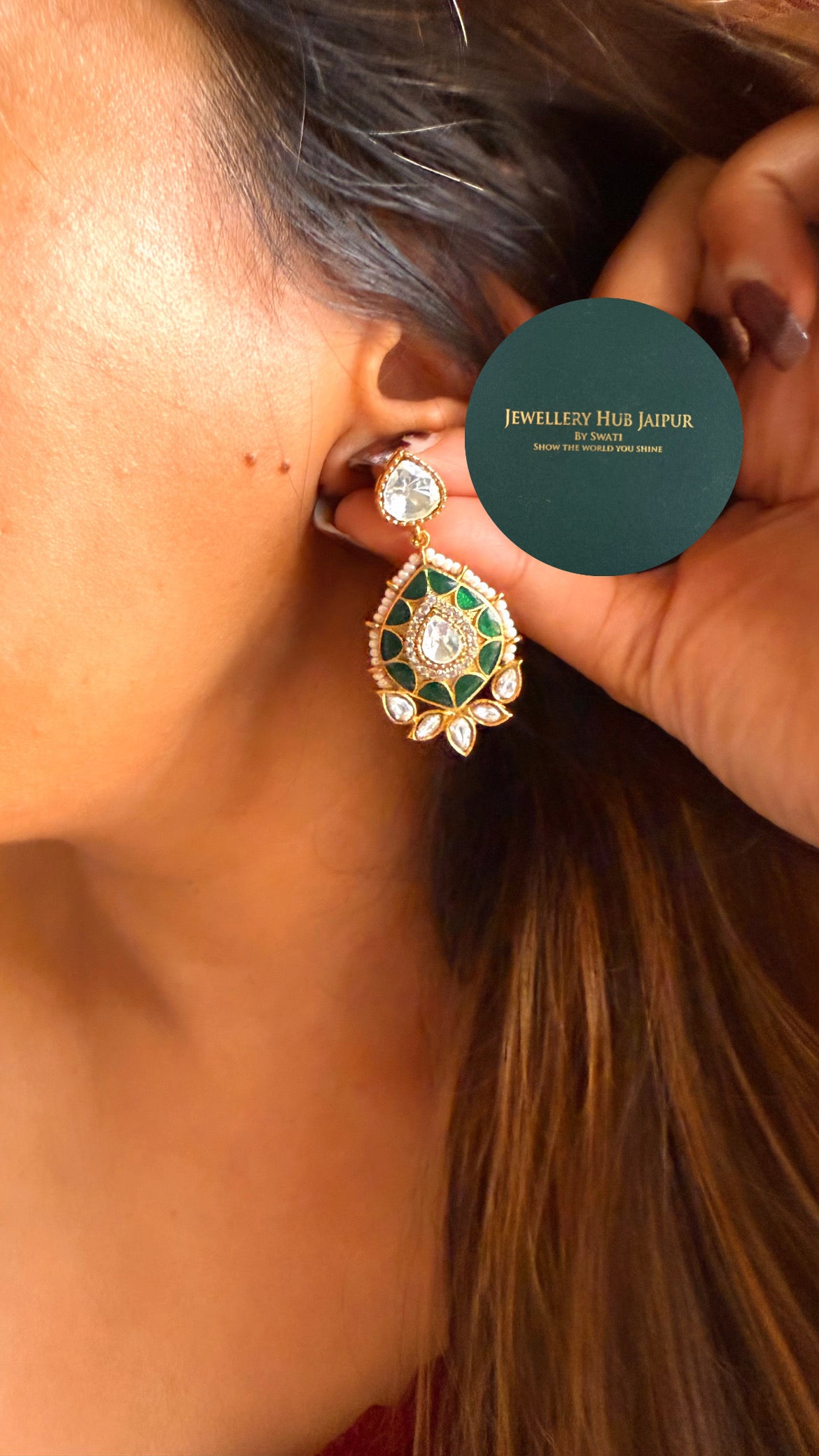 Emerald doublet moissanite & emerald katdana set